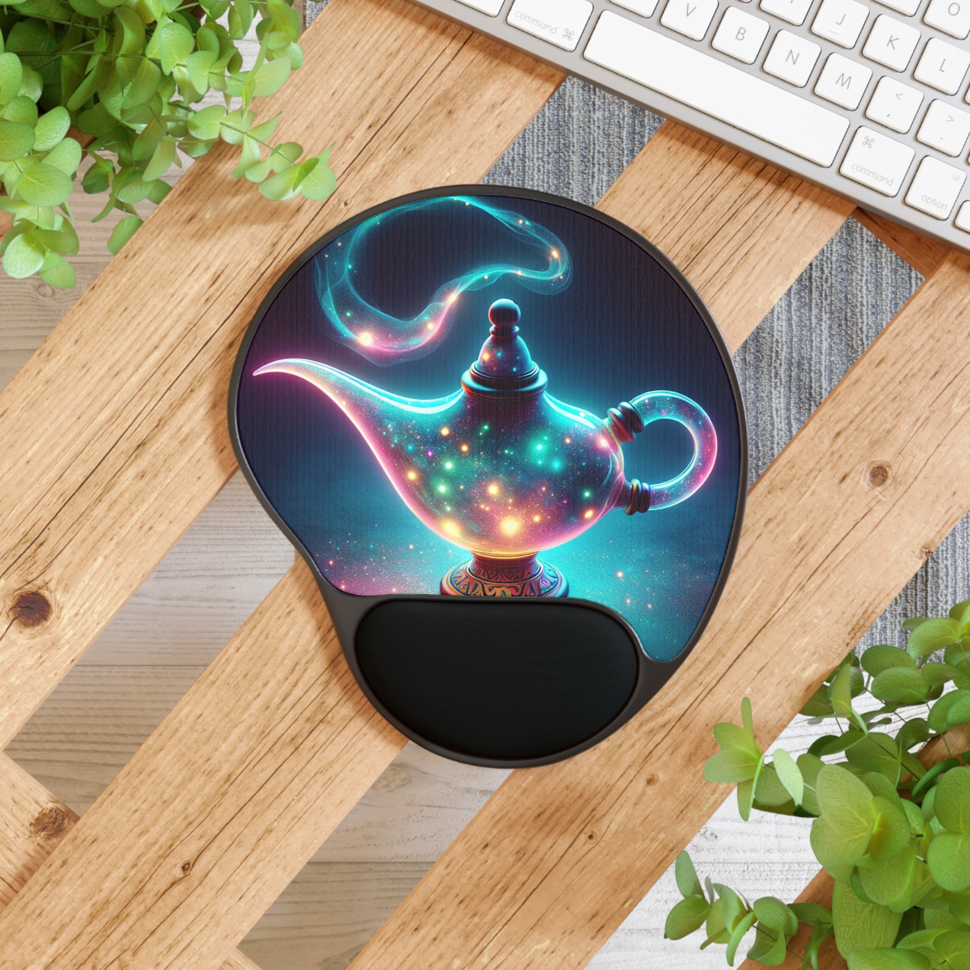 Magical Genie Mouse Pad With Wrist Rest - Colorful Office Desk Accessory, Gamer Gift, Home Office Decor, Fantasy Mousepad