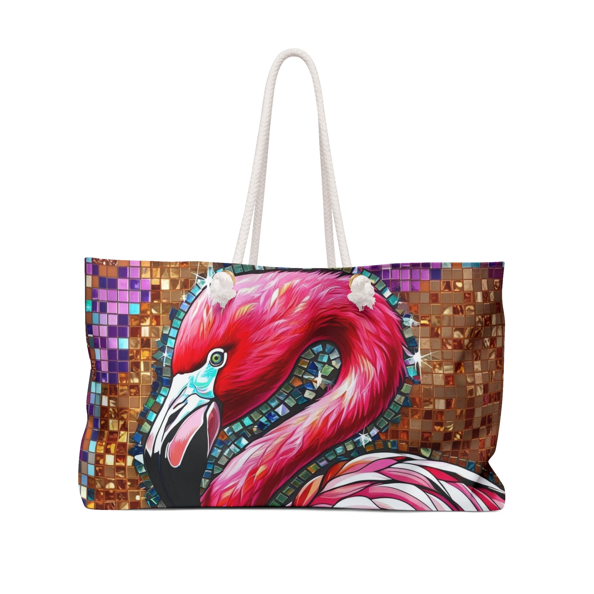 Colorful Flamingo Weekender Bag | Travel Tote, Beach Bag, Overnight Bag, Vacation Essentials, Carry All Carry-On Stylish Accessory