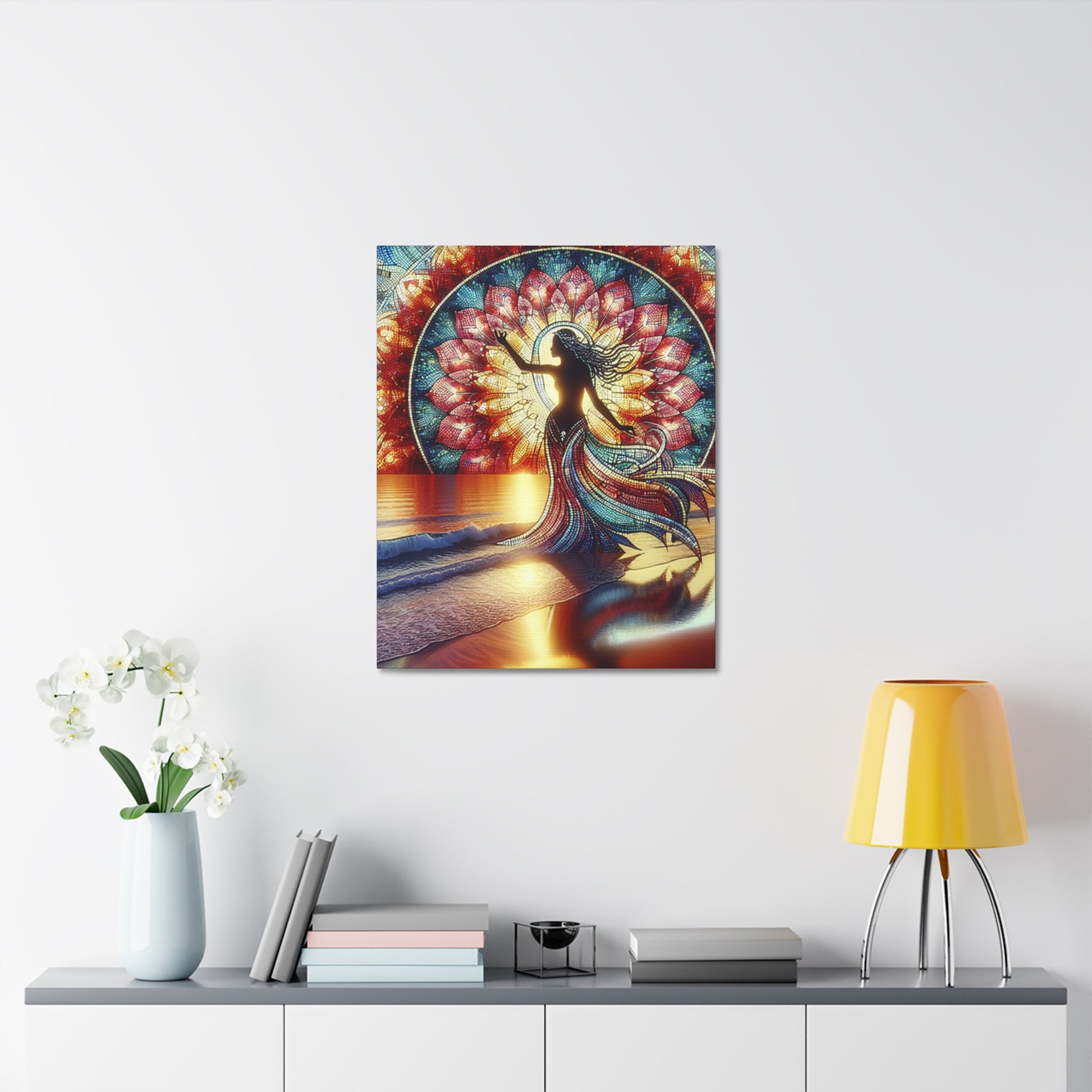Stretched Canvas Wall Art: Ethereal Mermaid, Home Décor, Bohemian Vibe, Living Room Accents, Gift for Beach Lovers