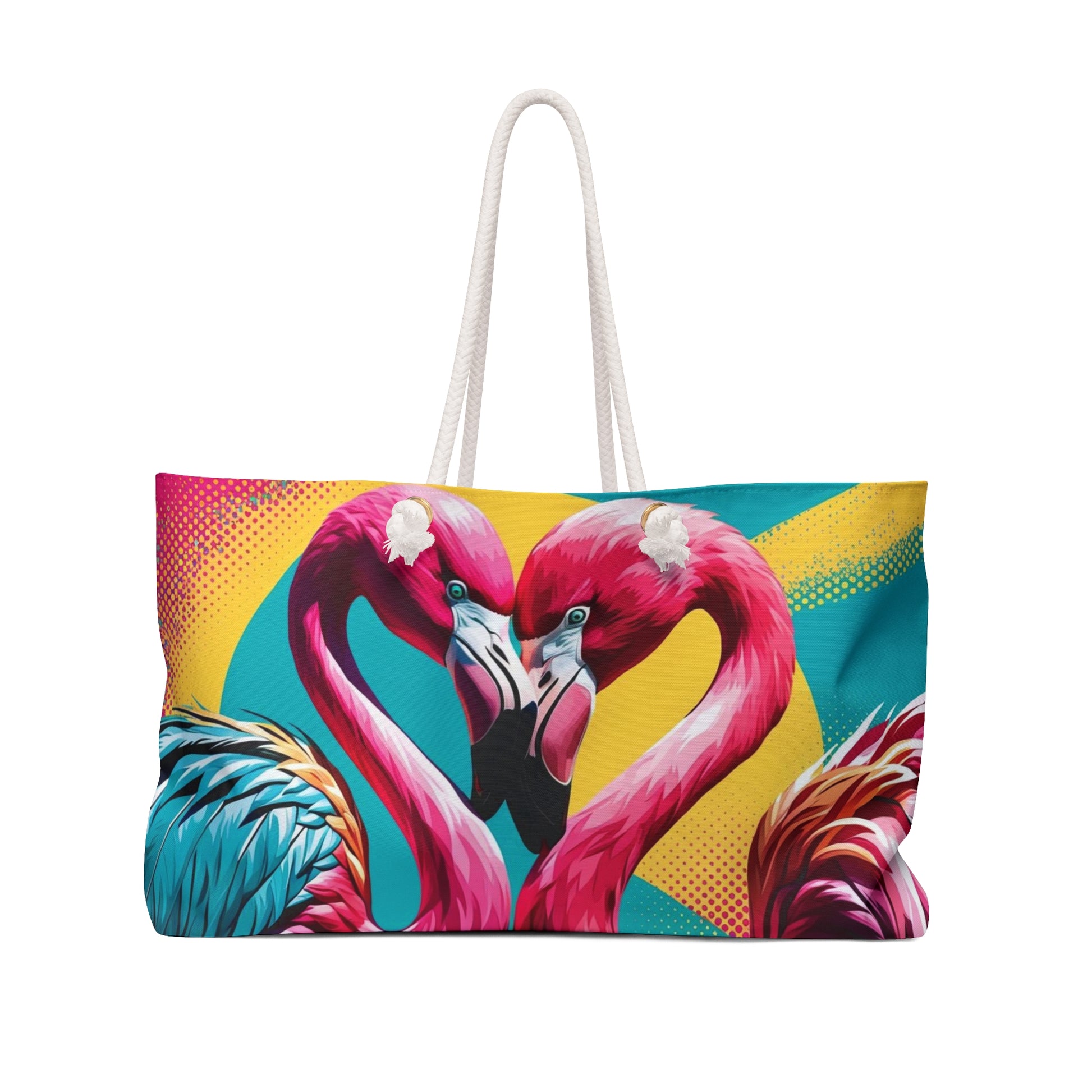 Vibrant Flamingo Weekender Bag, Travel Tote, Beach Bag, Weekend Getaway Bag, Fun Summer Accessory, Lightweight Luggage