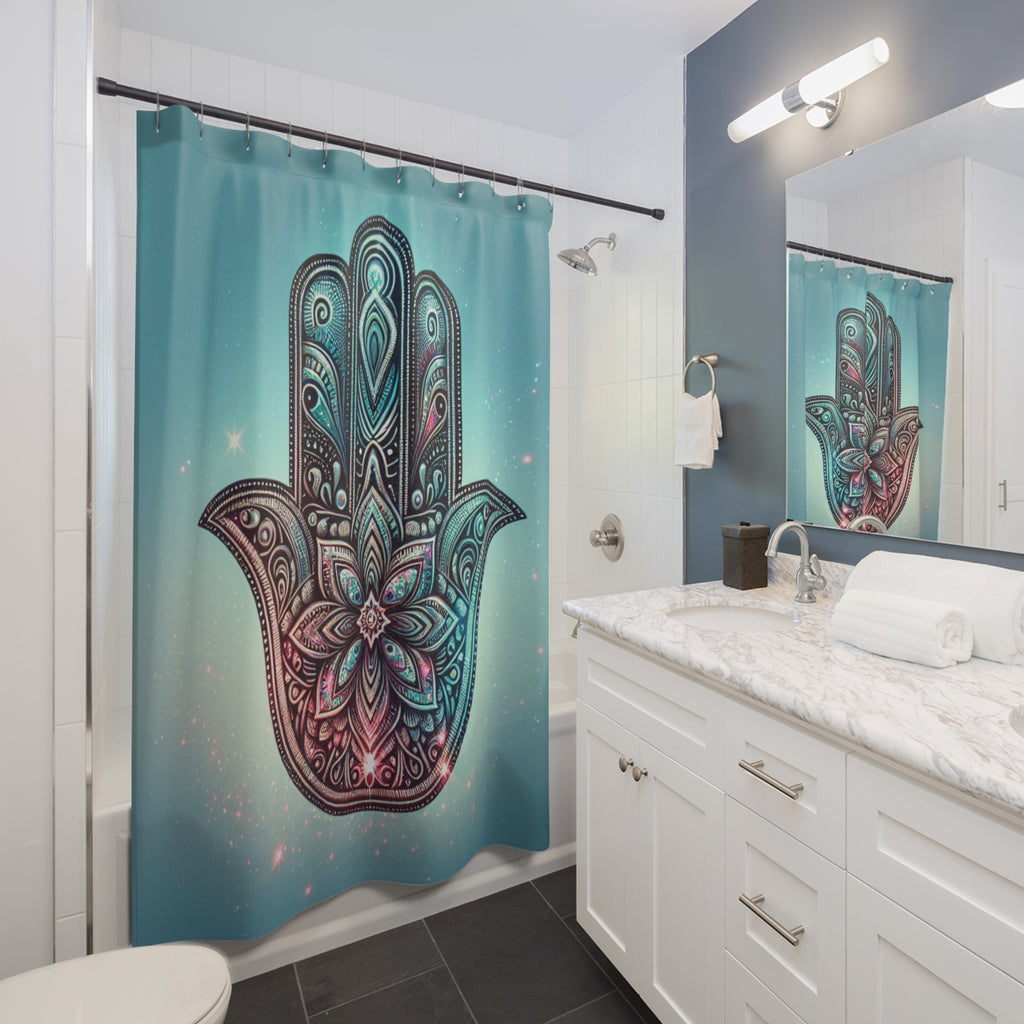 Bohemian Hand of Hamsa Shower Curtain - Protect Your Space with a Unique Design, Bathroom Decor, Gift for Her, Spiritual Vibes, Home [...]