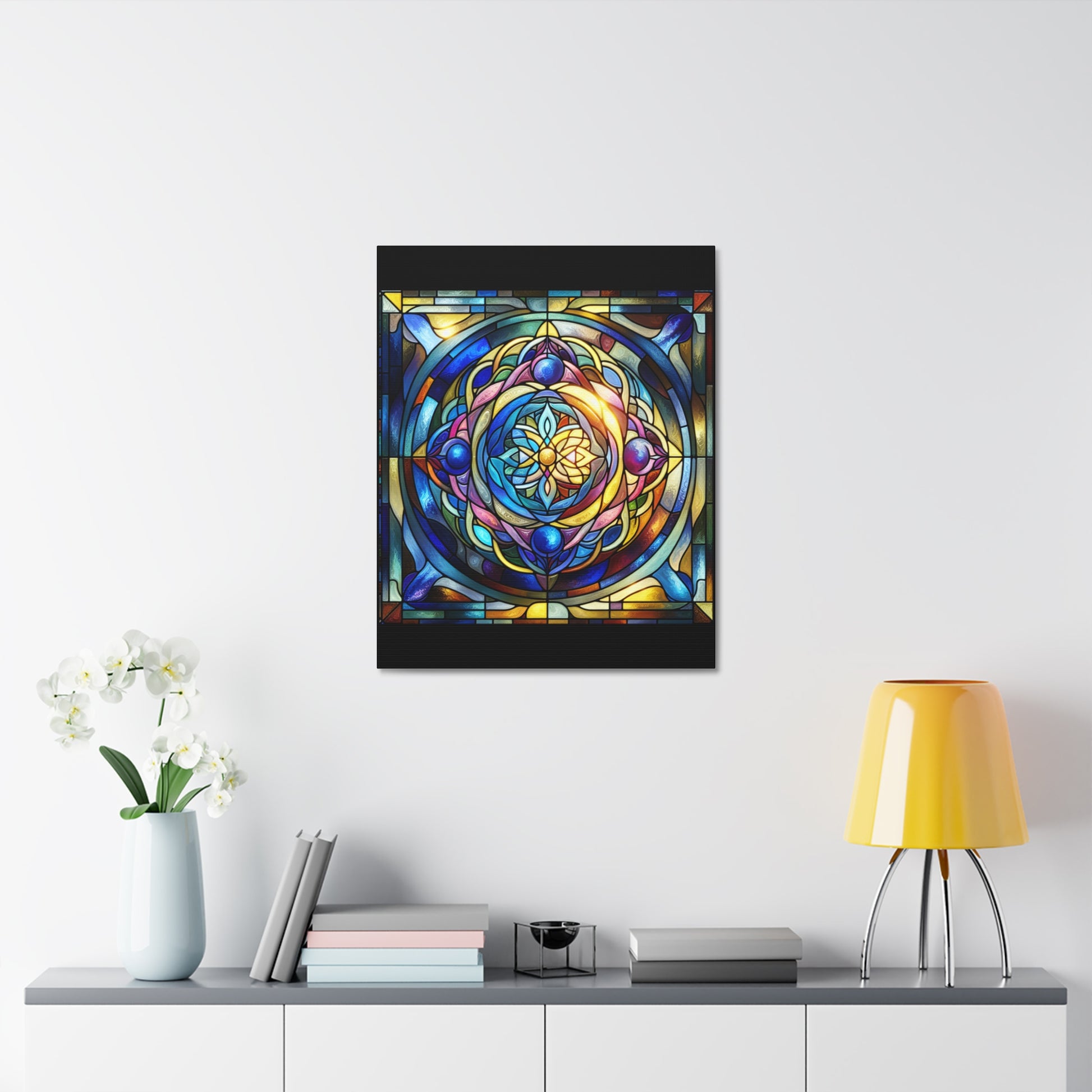 Stunning Stained Glass Wall Art | Vibrant Canvas Print for Home Decor, Living Room, Office, Gifts, Colorful Artwork