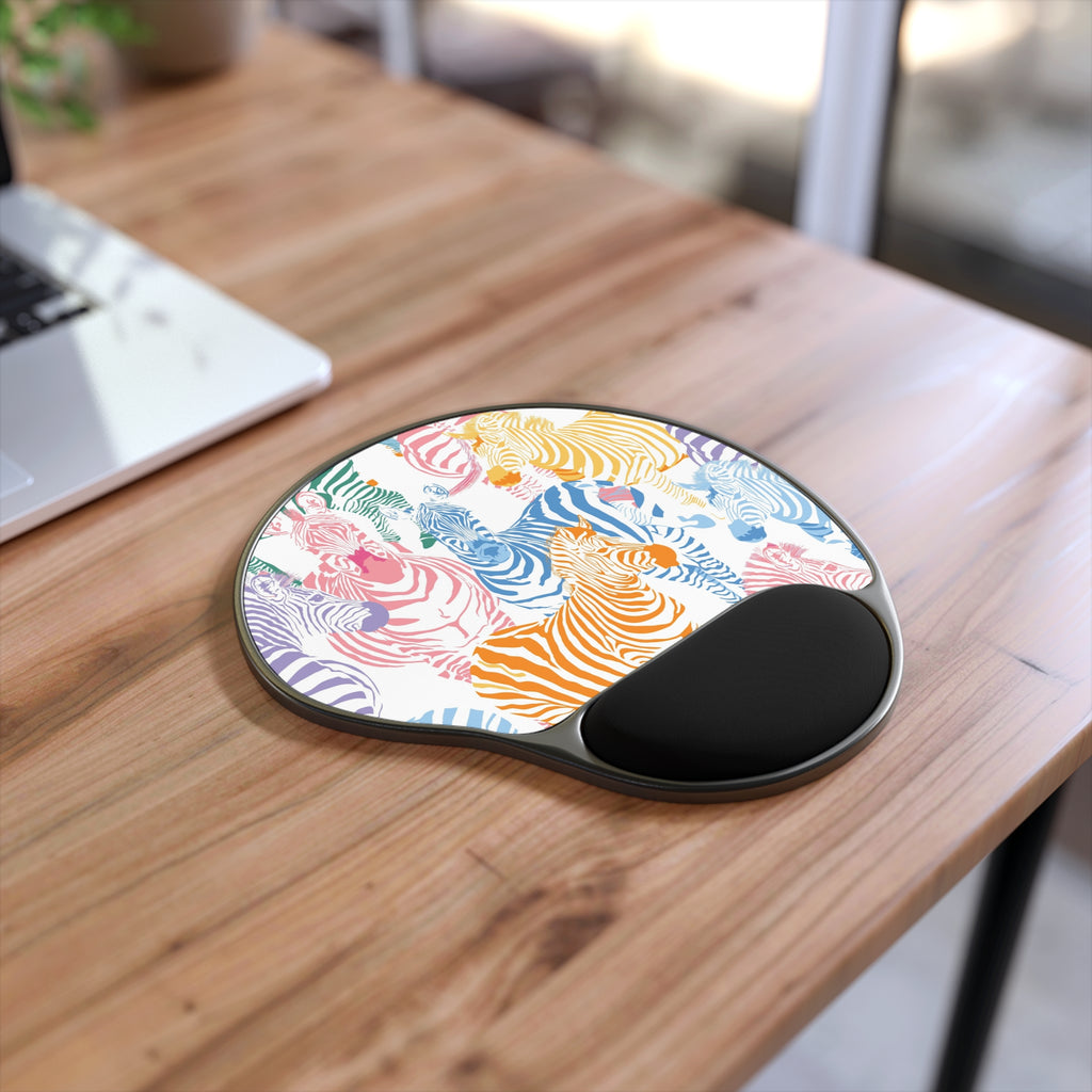 Colorful Zebra Print Mouse Pad with Wrist Rest for Stylish Office Comfort, Ergonomic Gaming Mat, Cute Desk Accessory, Animal Lover [...]