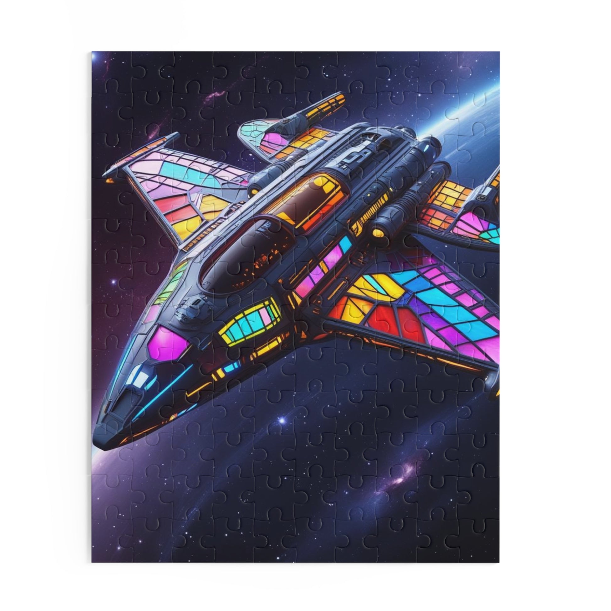 Stained Glass Space Shuttle Puzzle, 120/252/500-Piece Fun, Space-Themed Gift for Holidays, Family Game Night, and Collectors