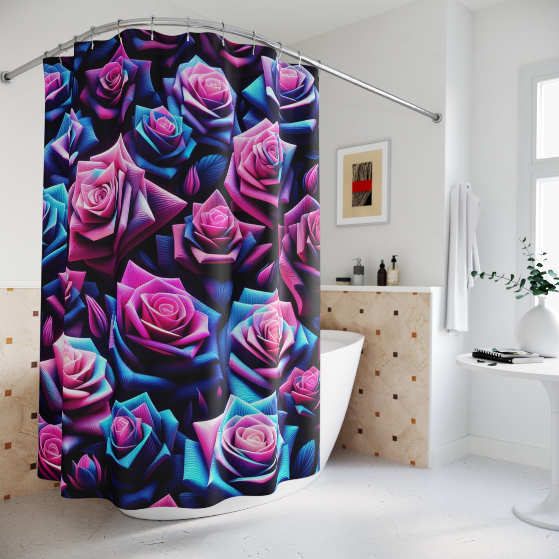 Gorgeous Floral Shower Curtain: Vibrant Rose Design, Bohemian Bathroom Decor, Perfect for Home Makeover, Unique Gift for Her
