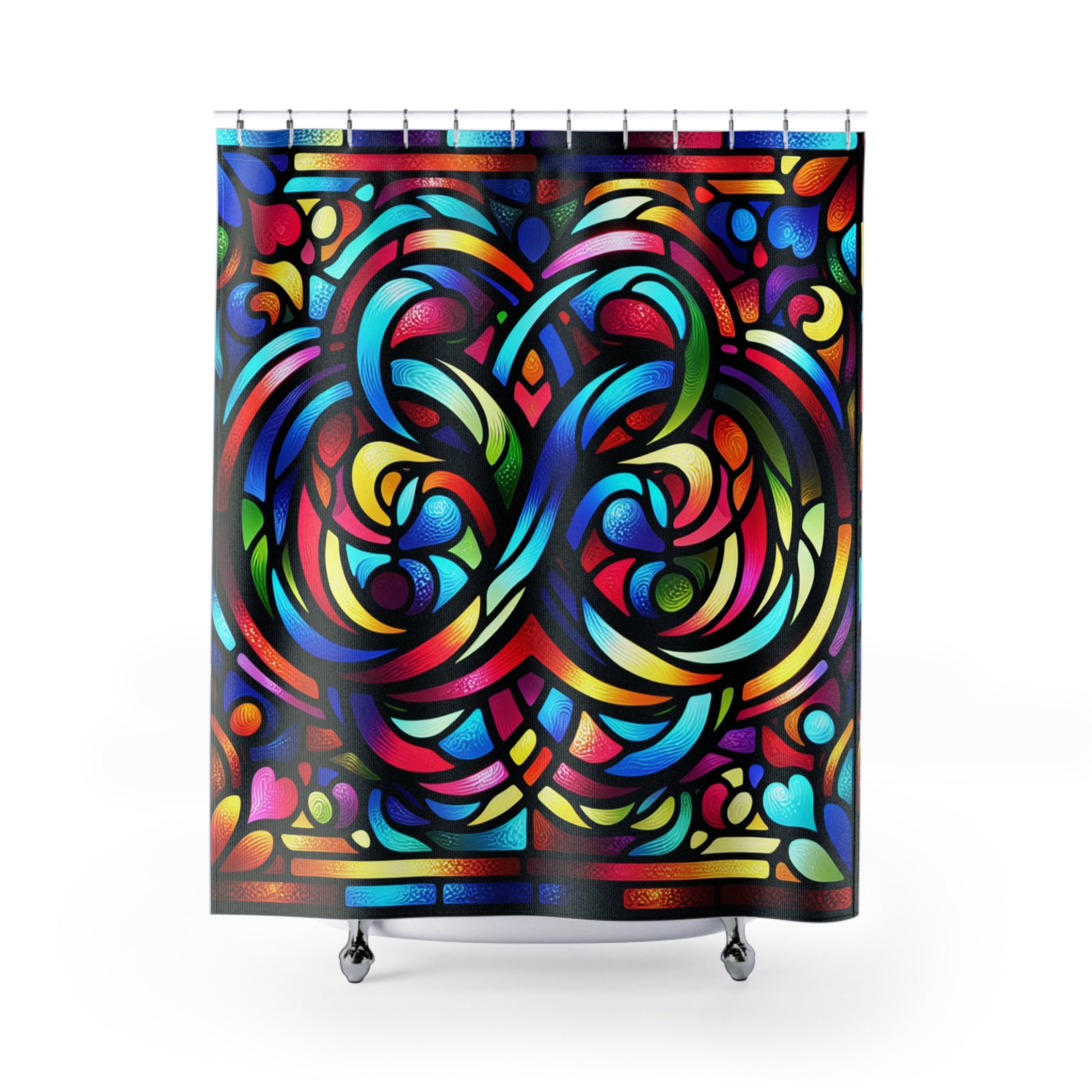 Vibrant Stained Glass Shower Curtain, Colorful Bathroom Decor, Bohemian Home Accessory, Artistic Gift for Housewarming, Unique Holiday [...]