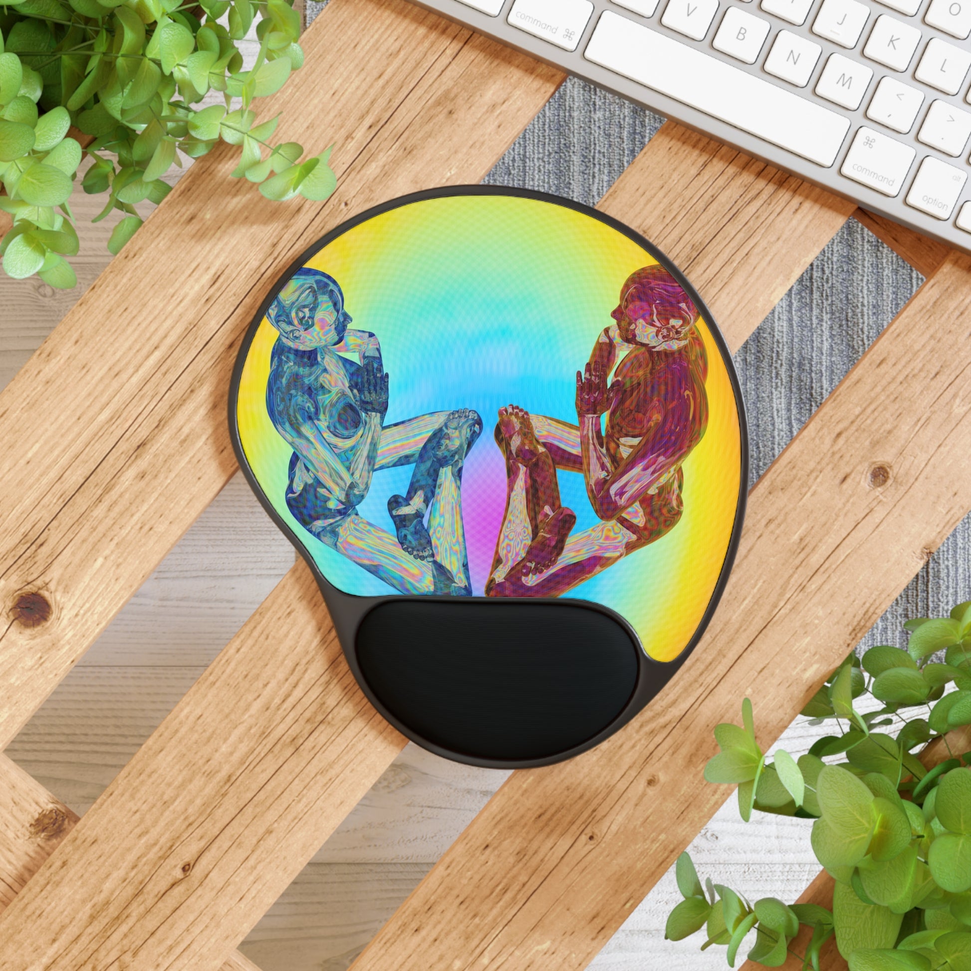 Vibrant Artistic Mouse Pad with Wrist Rest, Colorful Desk Accessory for Home Office, Unique Gift for Gamers, Artists, and Students