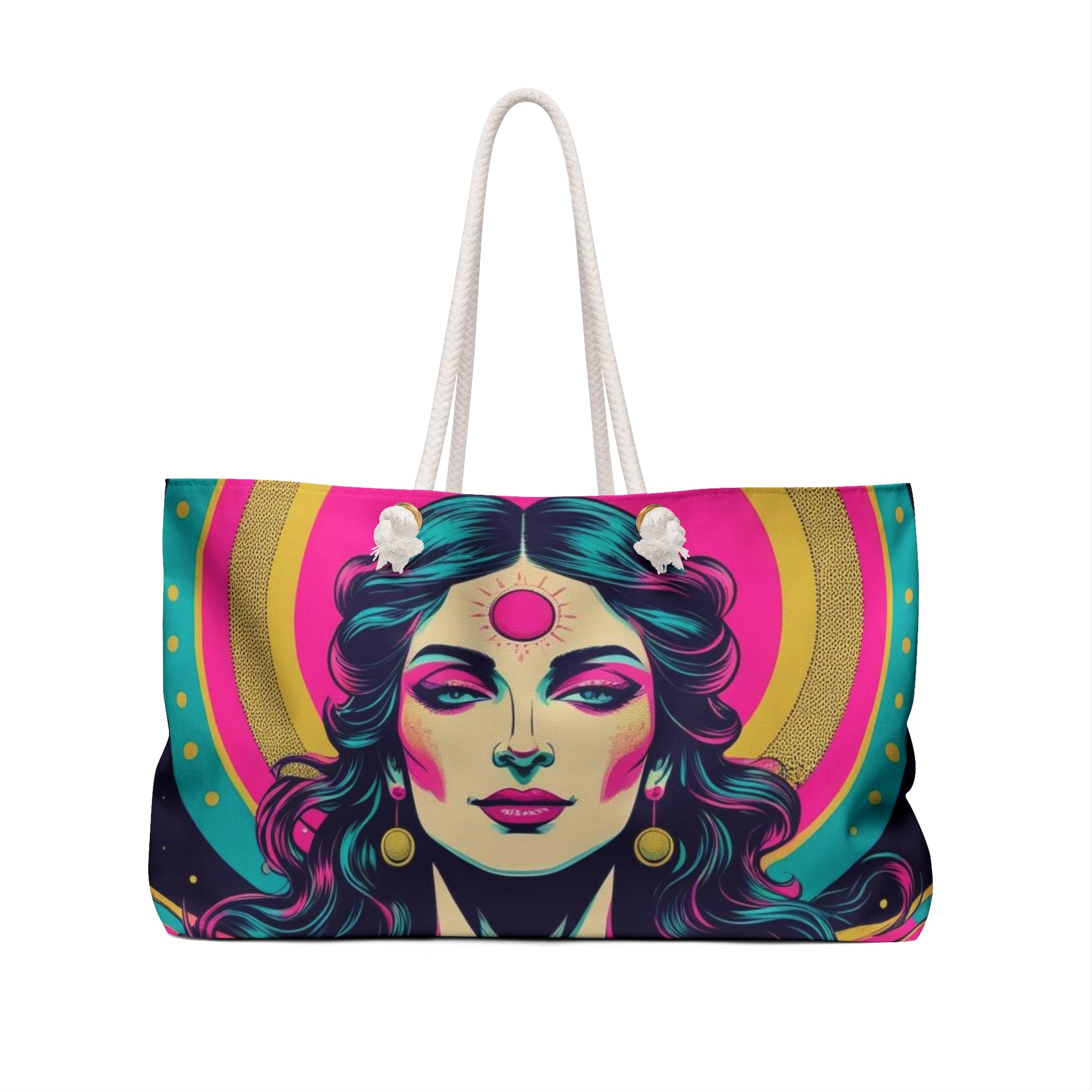 Goddess Art Weekender Bag | Boho Travel Tote, Gypsy Bag, Festival Carryall, Beach Bag, Unique Gift for Her