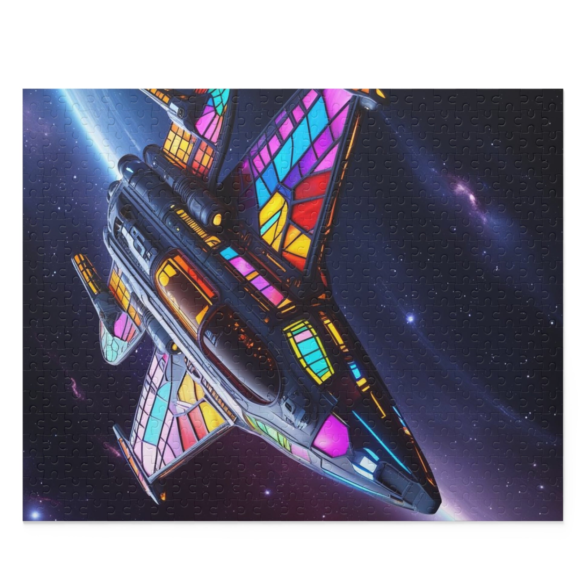 Stained Glass Space Shuttle Puzzle, 120/252/500-Piece Fun, Space-Themed Gift for Holidays, Family Game Night, and Collectors