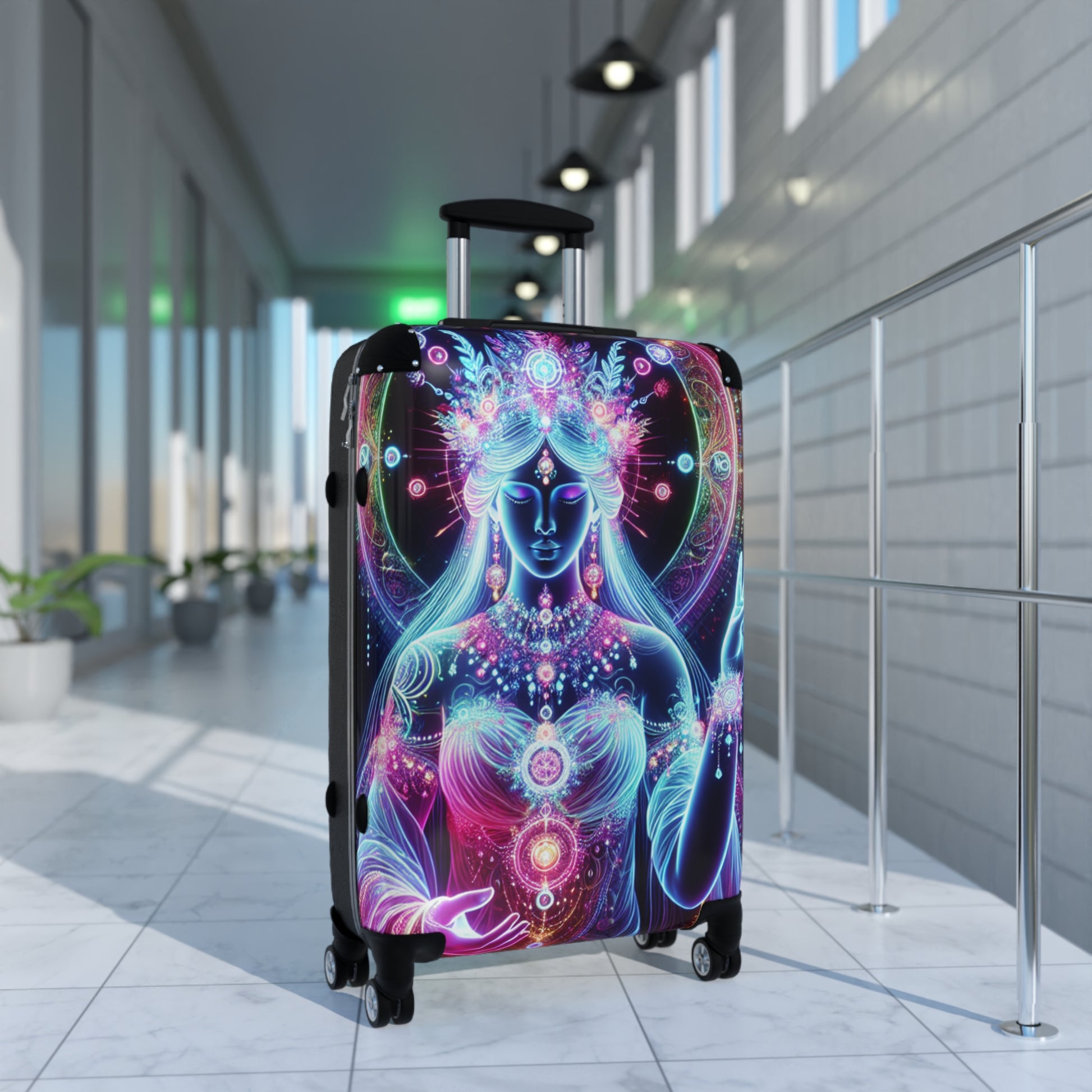 Vibrant Travel Suitcase - Cosmic Pattern Luggage, Bohemian Style Carry-On, Festival Gear, Travel Gift, Personalize Your Journey