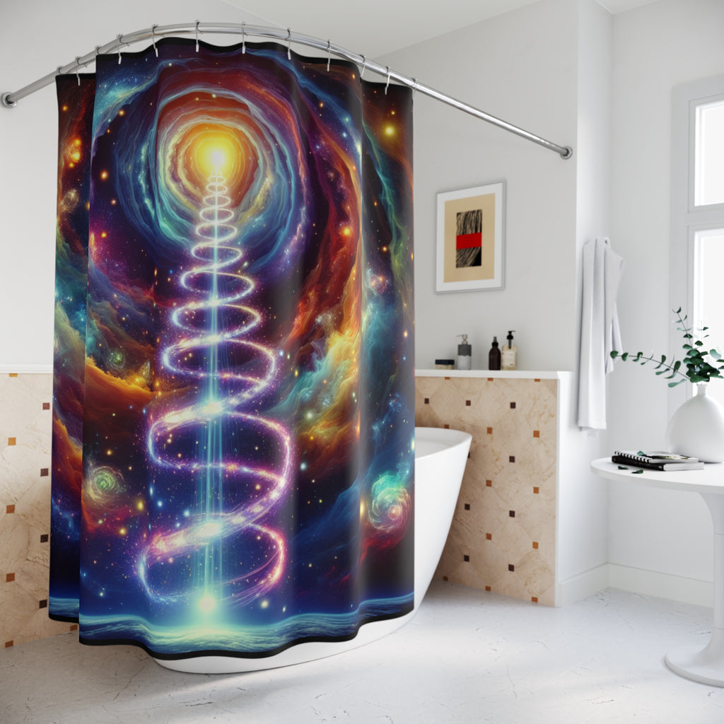 Galactic Divine Kundalini Shower Curtain, Cosmic Vibe, Free Spirited Bathroom Decor