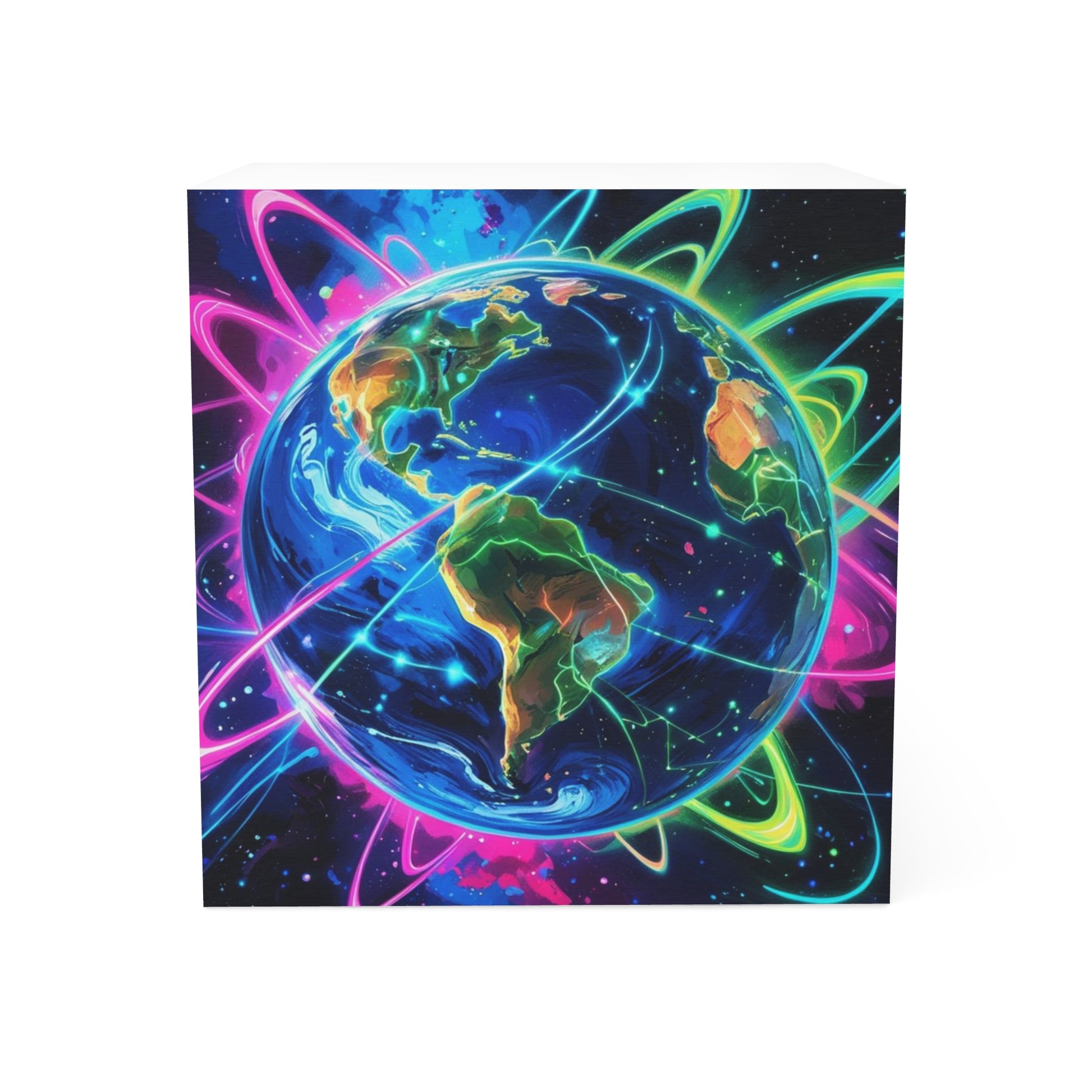 Neon Galaxy Note Cube - Cosmic Desk Decor, Office Organization, Colorful Stationery, Gift for Students, Astronaut Enthusiasts