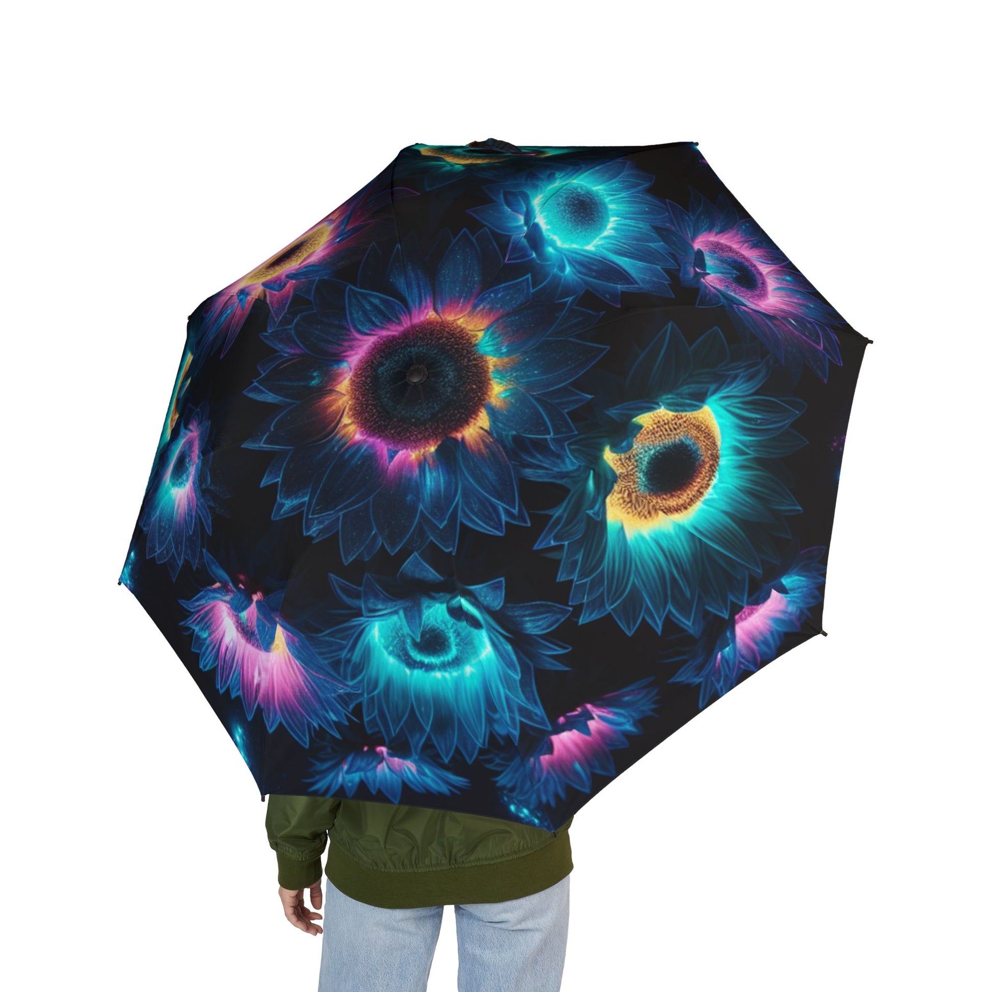 Colorful Floral Print Semi-Automatic Foldable Umbrella, Unique Rain Gear, Gift for Her, Portable Sunshade, Travel Accessory, Stylish [...]