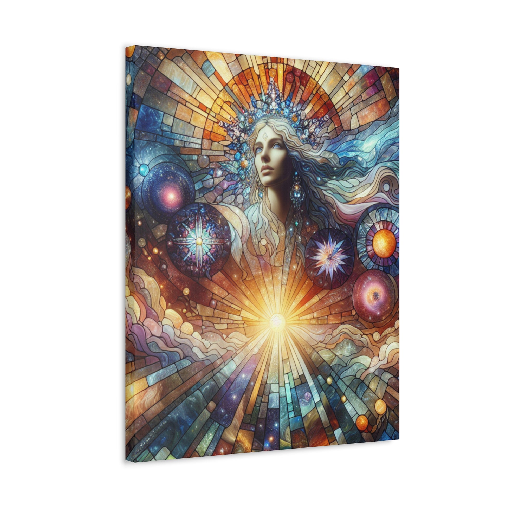 Celestial Women Stretched Canvas Art Print, Wall Décor for Home, Spiritual Decor, Unique Gift, Boho Art for Living Room