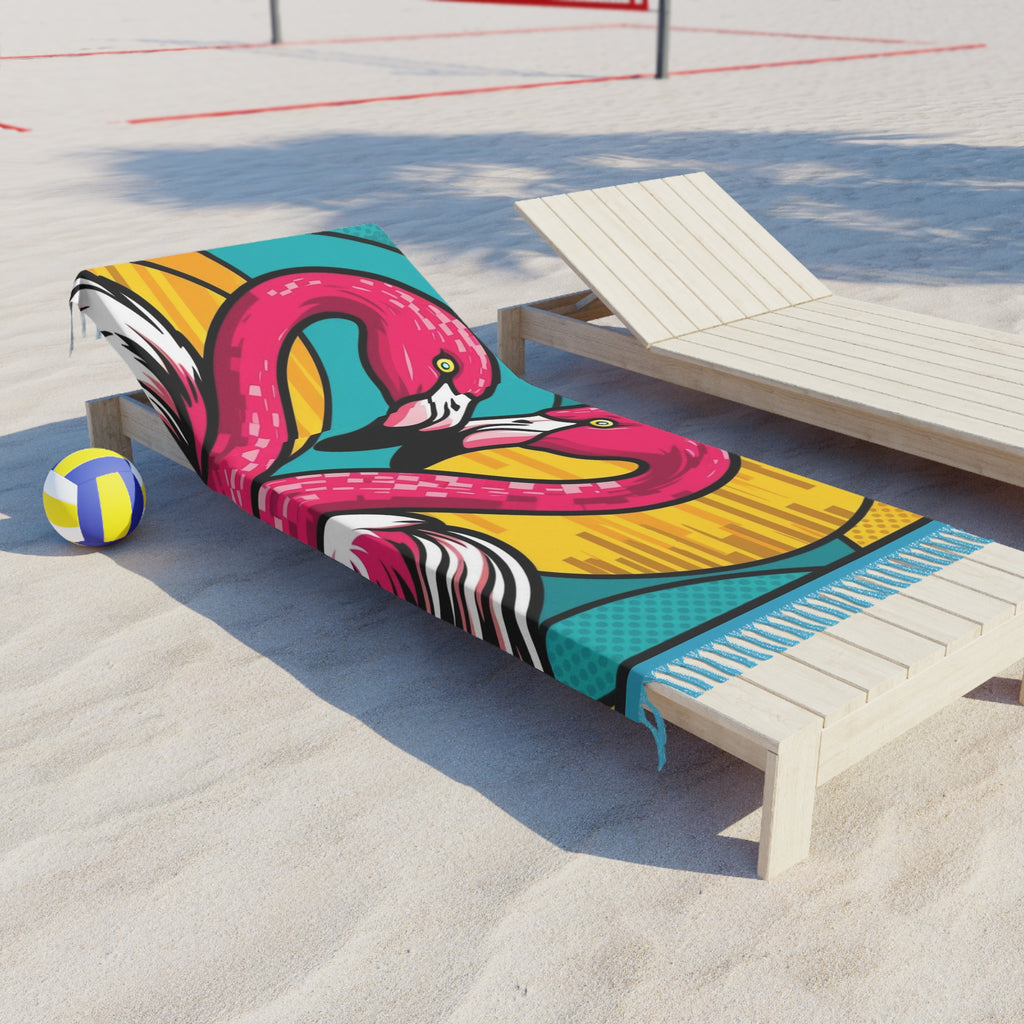 Boho Beach Towel with Flamingos, Summer Vibes, Beach Day Essential, Vacation Accessory, Poolside Chic, Bohemian Decor