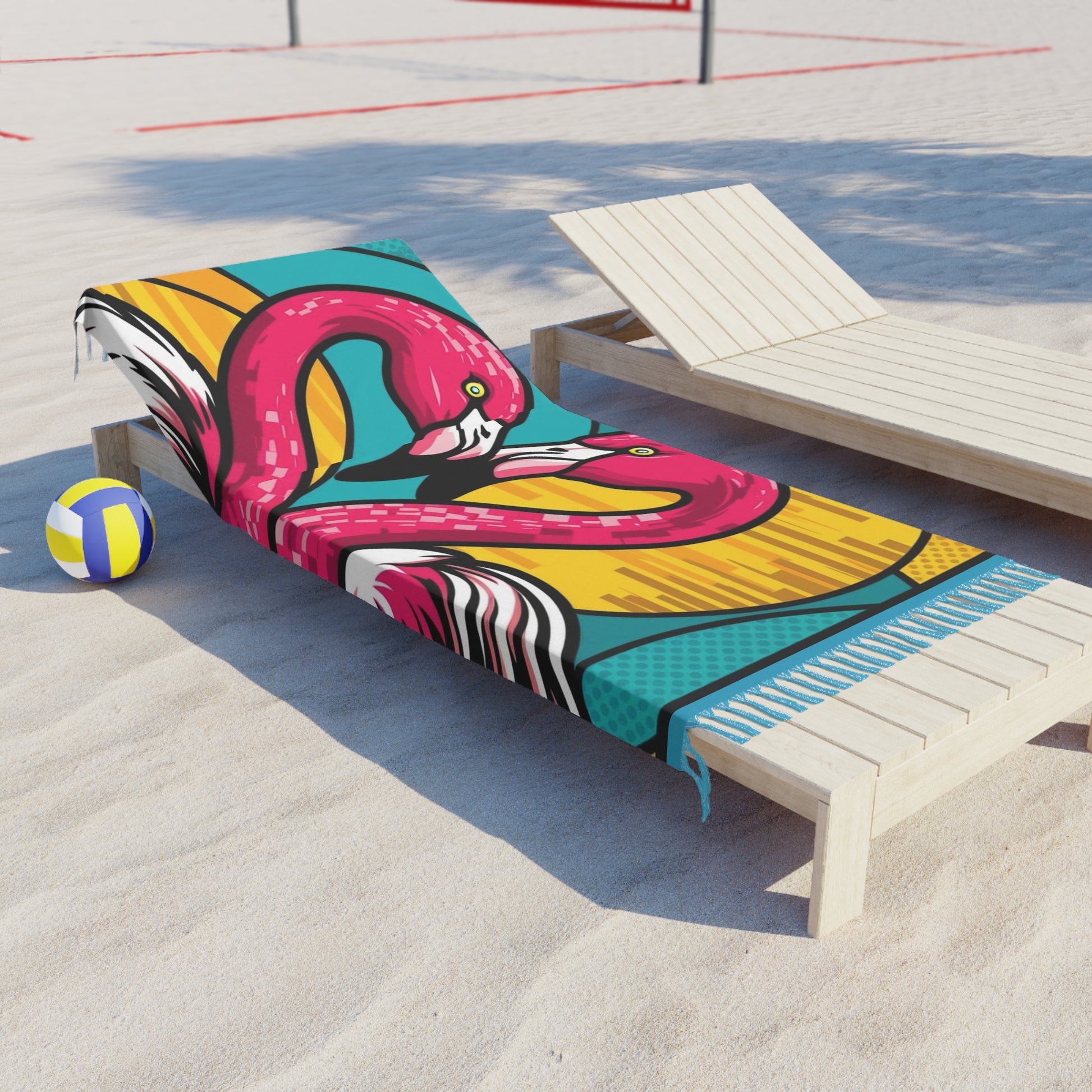 Boho Beach Towel with Flamingos, Summer Vibes, Beach Day Essential, Vacation Accessory, Poolside Chic, Bohemian Decor