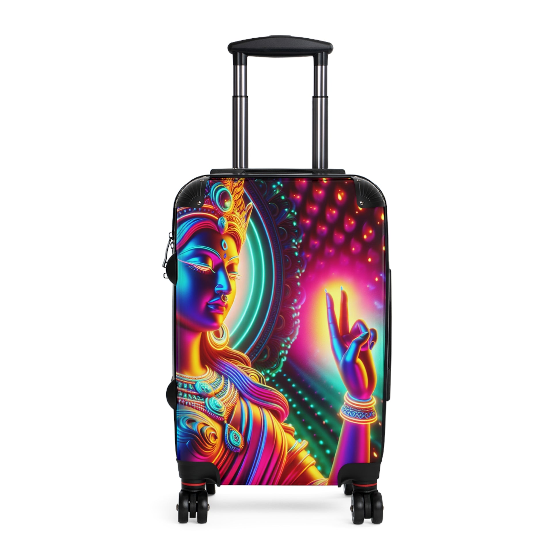 Colorful Buddha Suitcase, Travel Gear for Spiritual Seekers, Vibrant Luggage for Mindful Travelers, Gifts for Yogis, Boho Travel Accessories