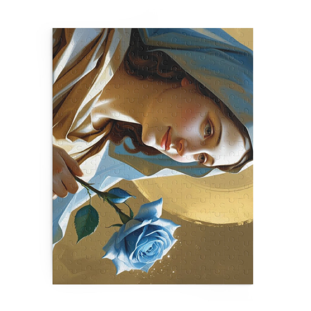 Serene Divine Mary & Her Blue Rose Puzzle (120, 252, 500-Piece) | Religious art, Gift for believers, Home decor, Family activity, Inspirational puzzle