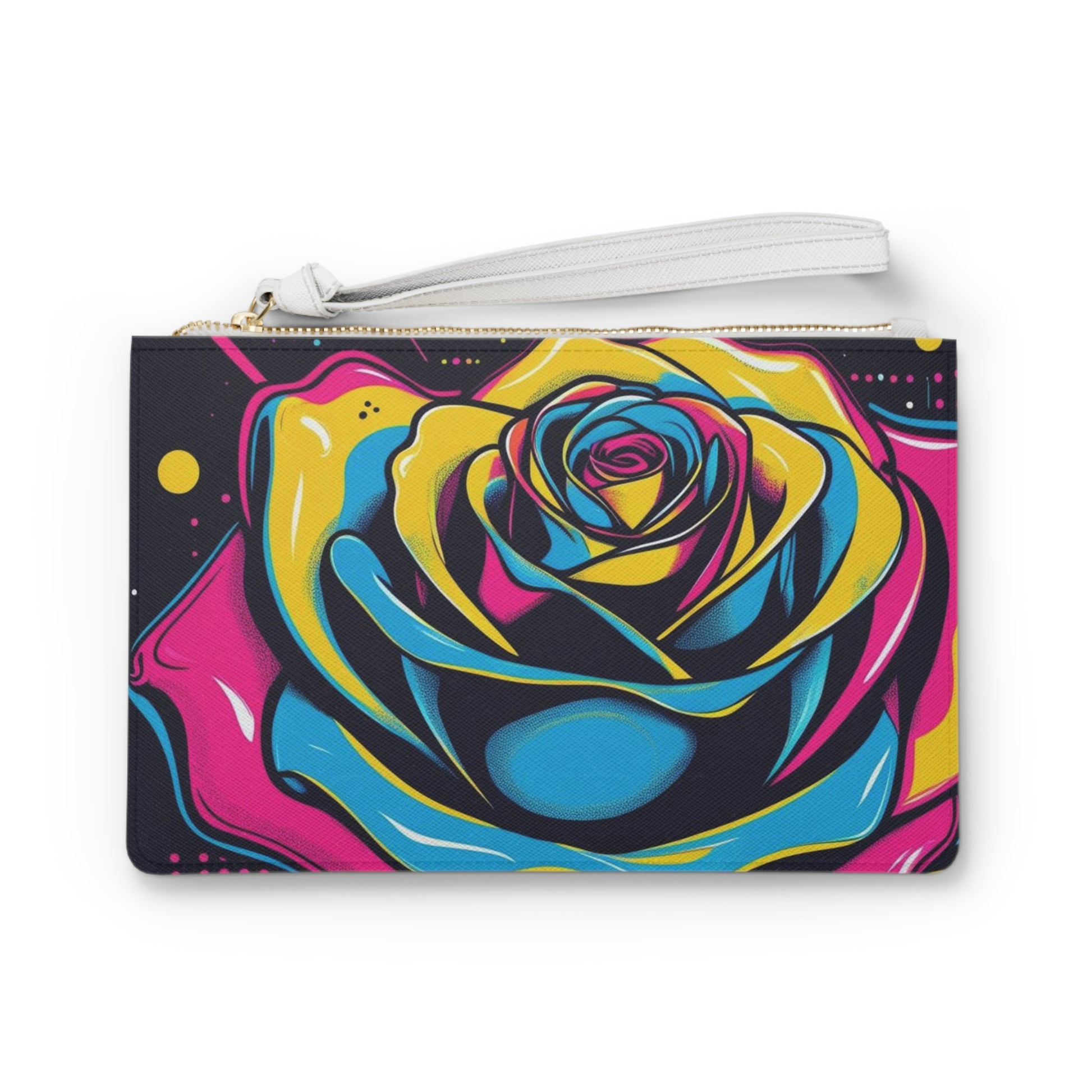 Vibrant Art Clutch Bag - Retro Route 66, Colorful Portrait, Travel Accessory, Festival Essential, Chic Evening Handbag