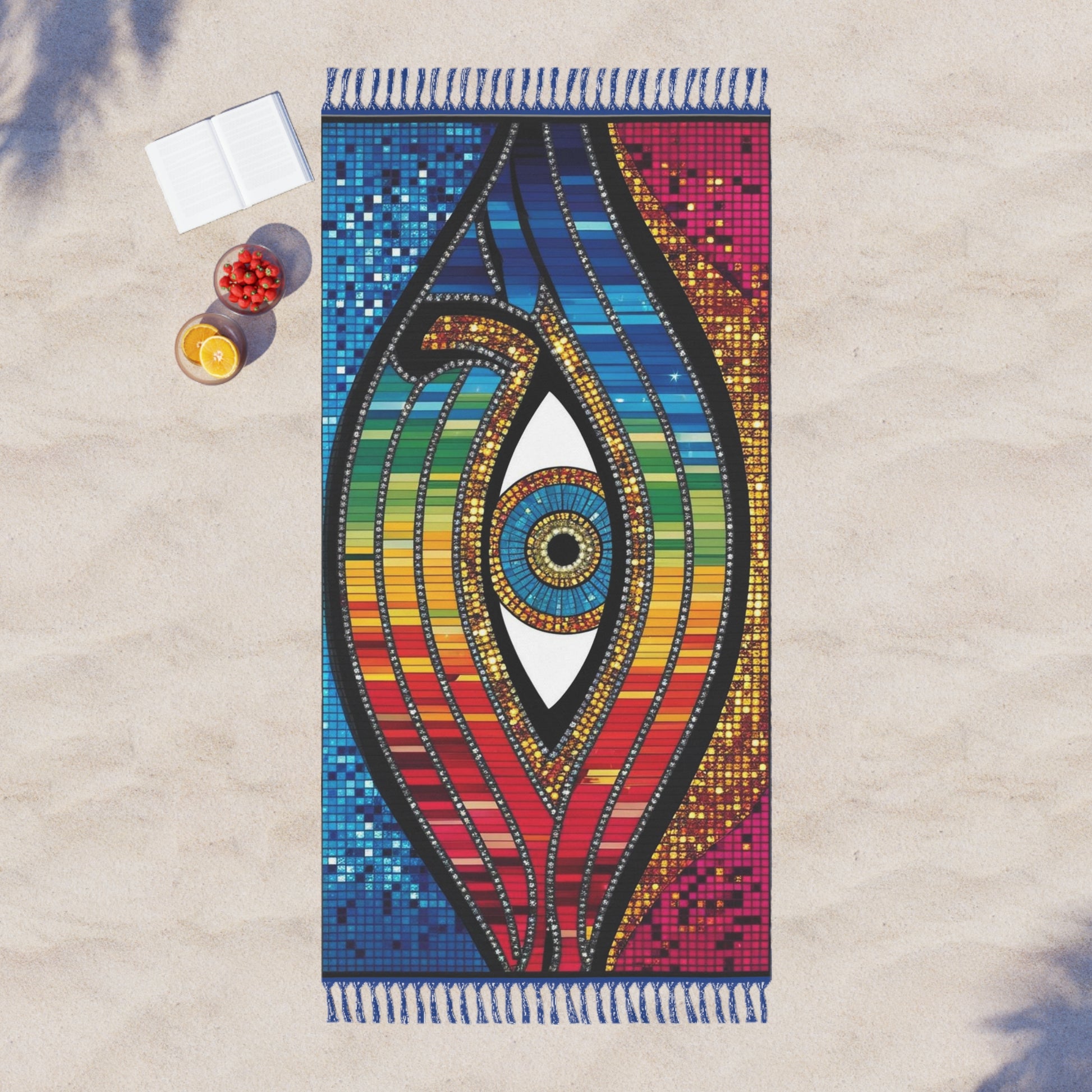 Boho Beach Towel - Colorful Eye Design, Vibrant Summertime Vibes, Perfect for Beach Days, Pool Parties, and Bohemian Decor