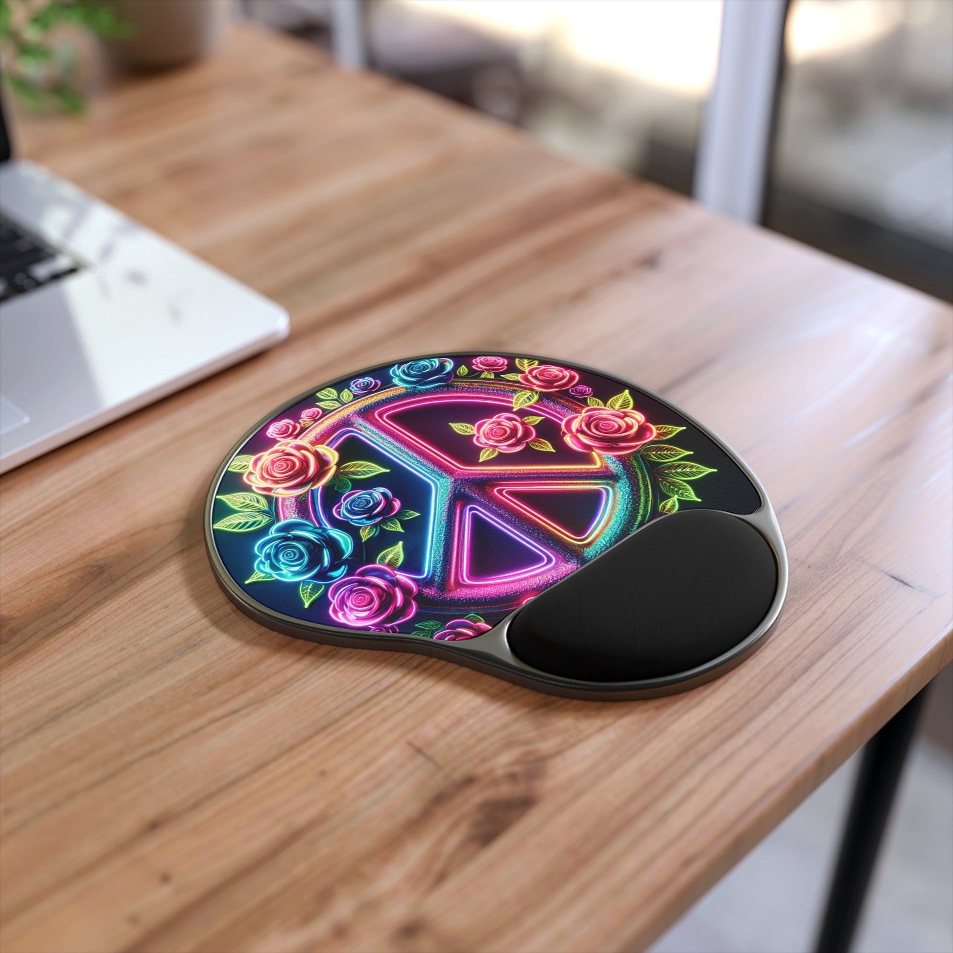 Colorful Peace Sign Mouse Pad with Wrist Rest, Floral Gaming Accessory, Boho Office Decor, Ideal for Students and Professionals, Great [...]
