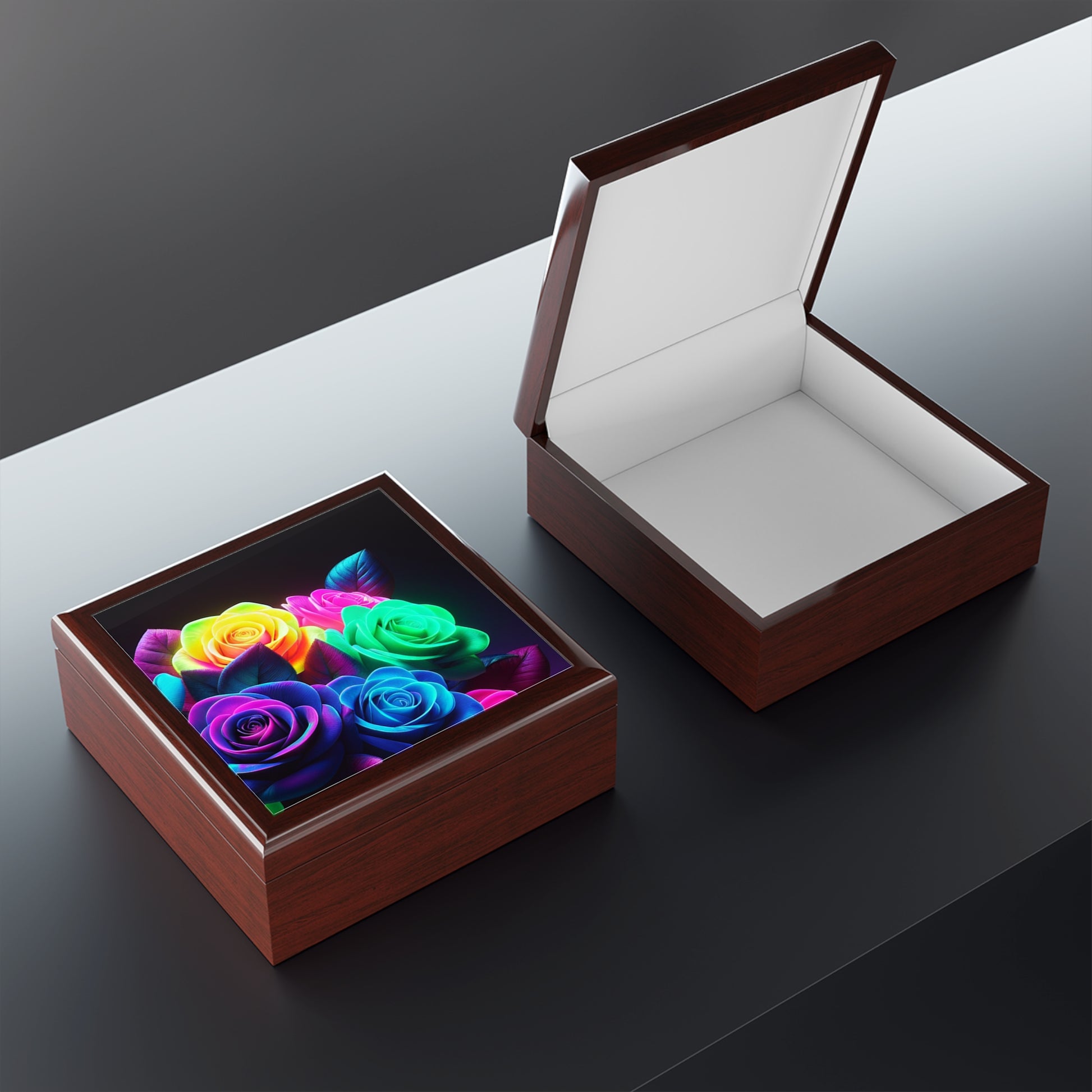 Colorful Floral Jewelry Box with Rose Design, Gift for Her, Home Decor, Wedding Keepsake, Unique Storage