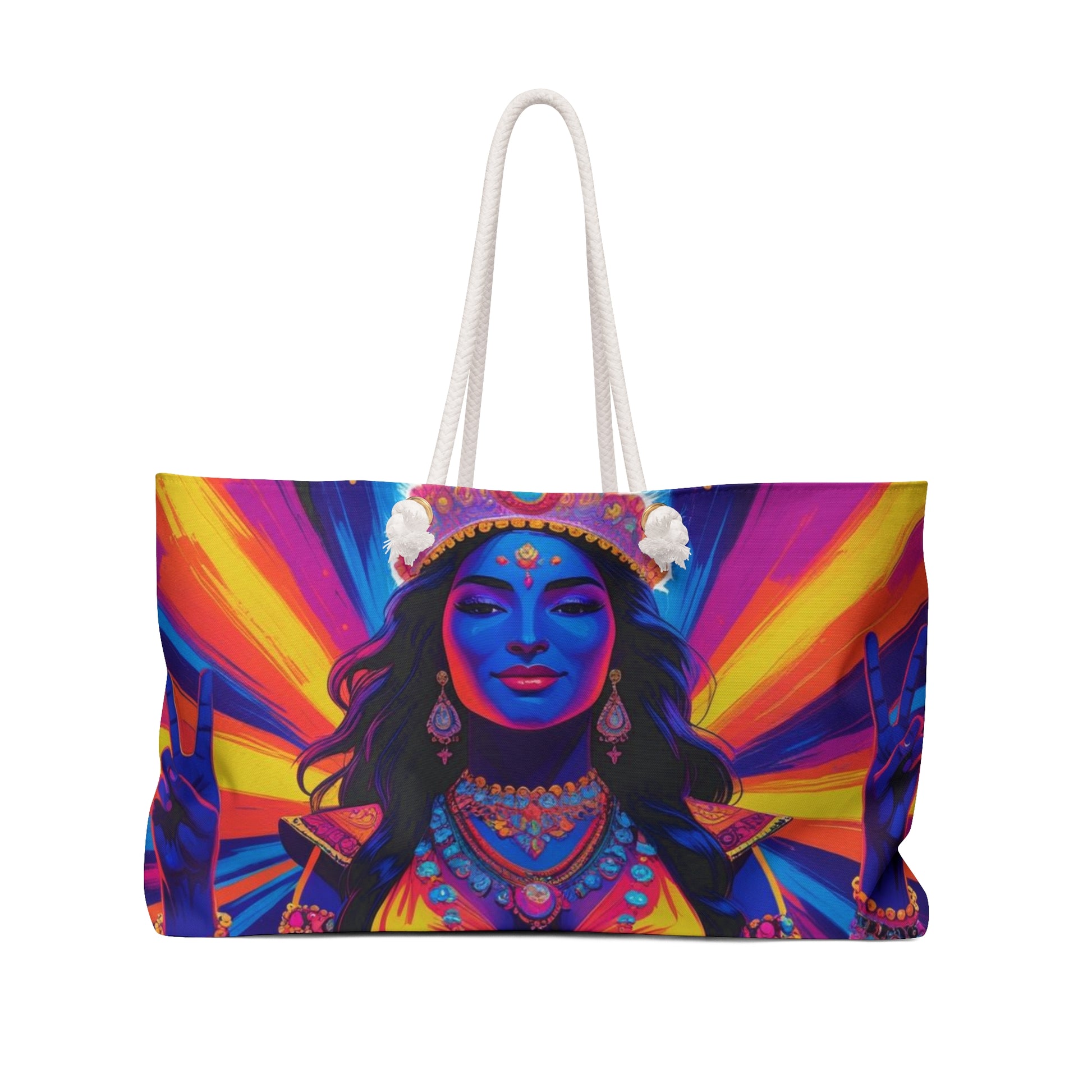 Vibrant Goddess Weekender Bag - Travel Tote, Spiritual Gift, Yoga Retreat Bag, Boho Chic Travel Accessory, Festival Bag
