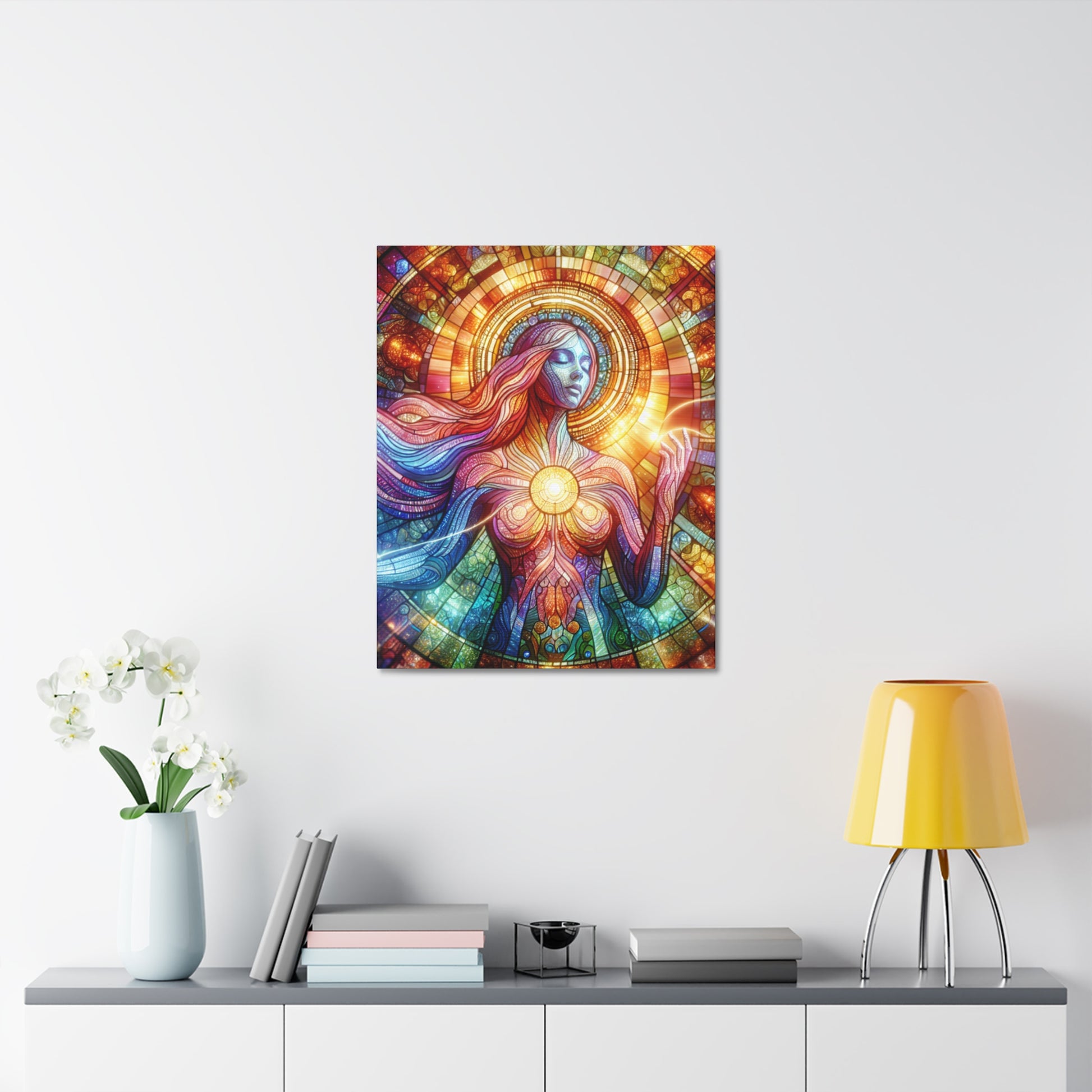 Ethereal Goddess Stretched Canvas Art, Spiritual Home Decor, Colorful Wall Art, Gifts for New Age Lovers, Bohemian Aesthetic