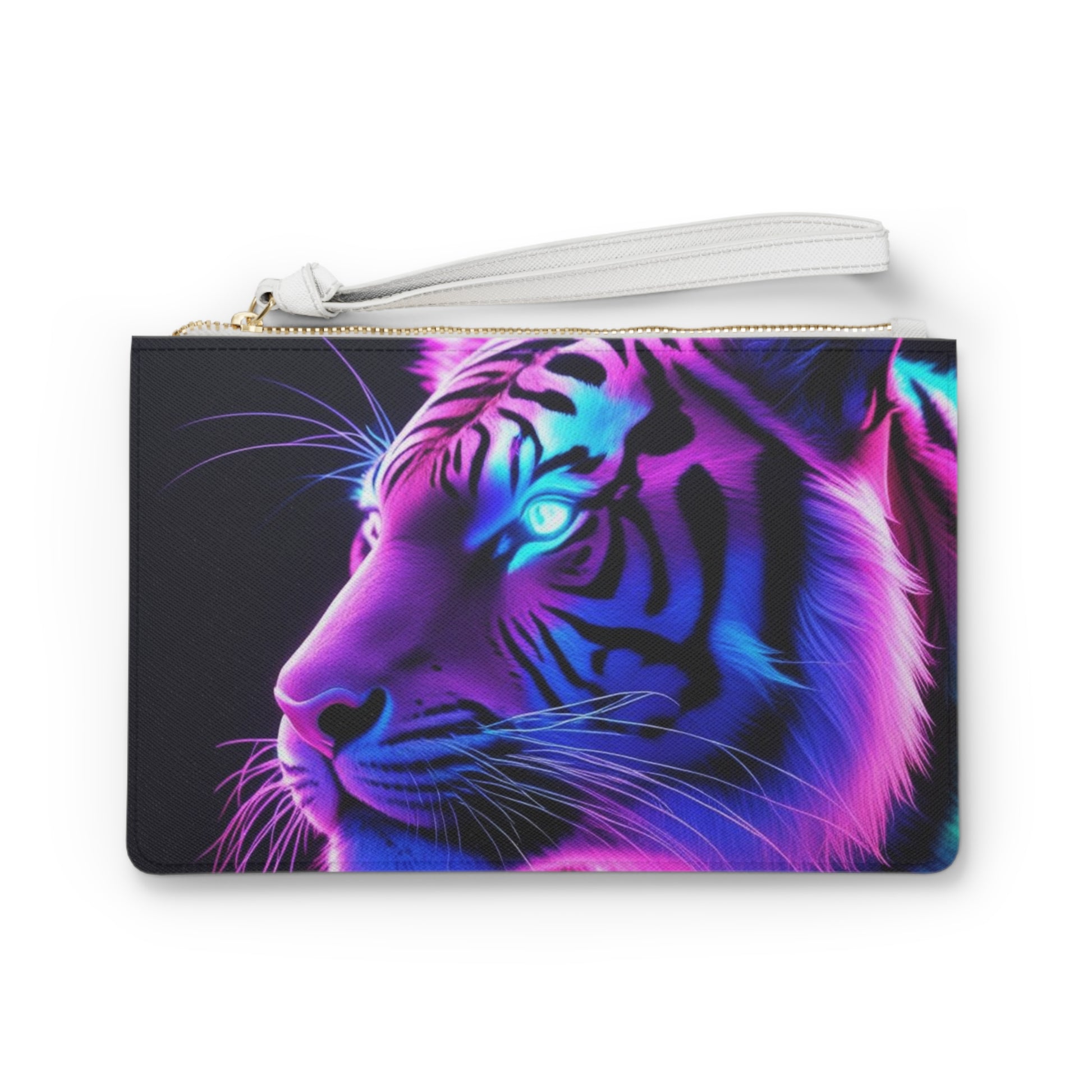Vibrant Clutch Bag with Tiger & Galaxy Design, Colorful Wristlet for Occasions, Fashion Accessory, Unique Gift, Trendy Purse