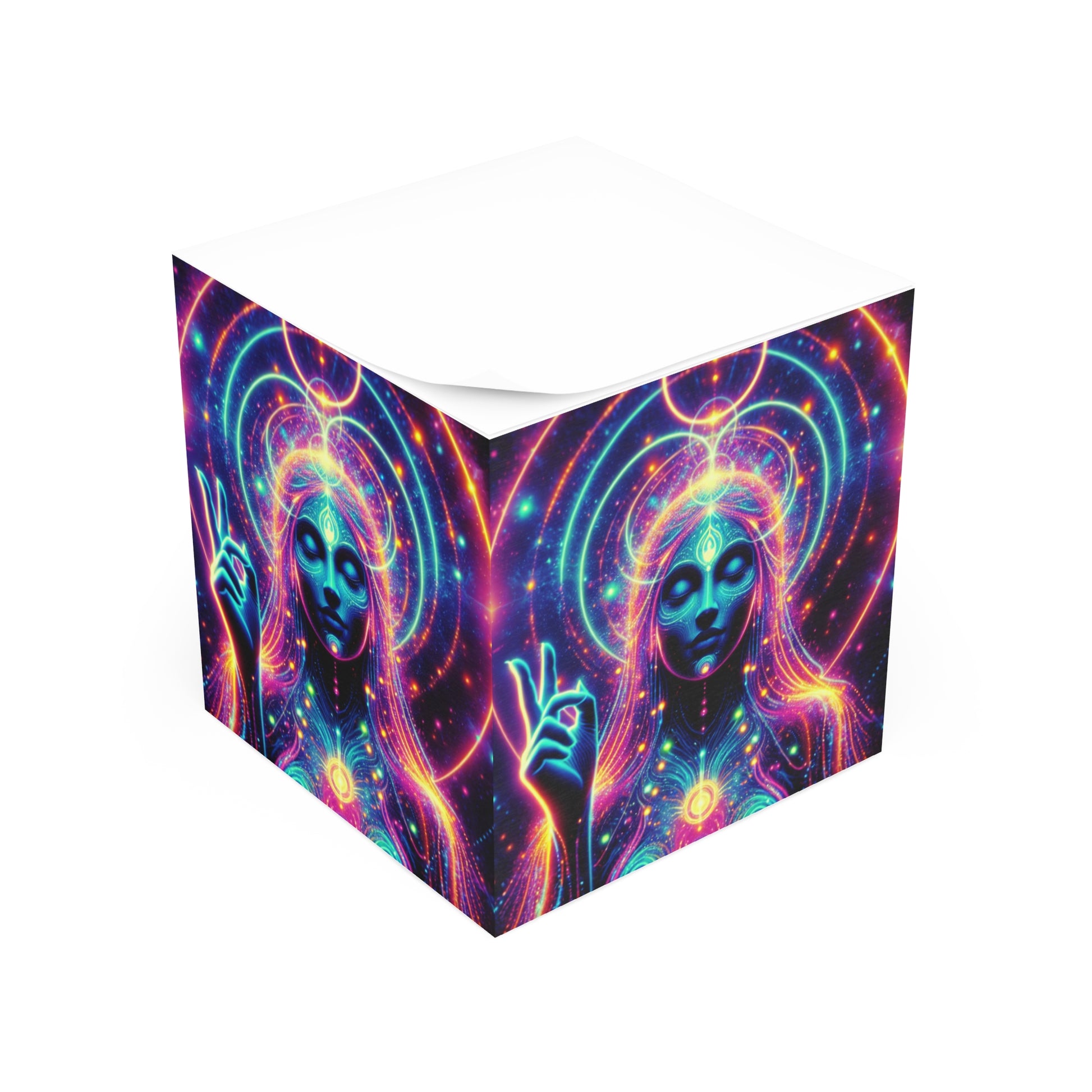 Mystical Note Cube – Colorful Cosmic Gem, Ideal for Journaling, Office Decor, Gifts for Spirituality Lovers, Festival Memorandum