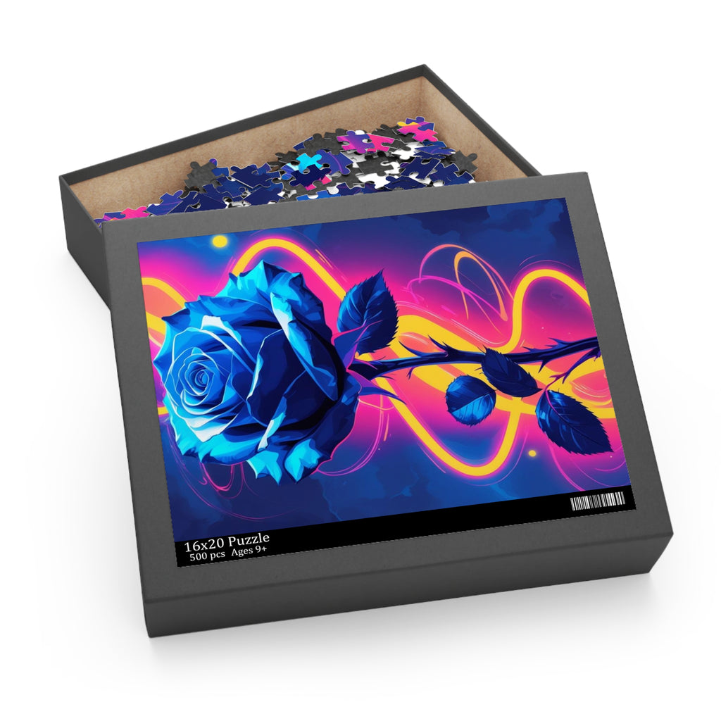 Vibrant Blue Rose Puzzle - 120, 252, 500-Piece Jigsaw, Floral Decor, Gift for Garden Lovers, Relaxing Activity, Home Decor