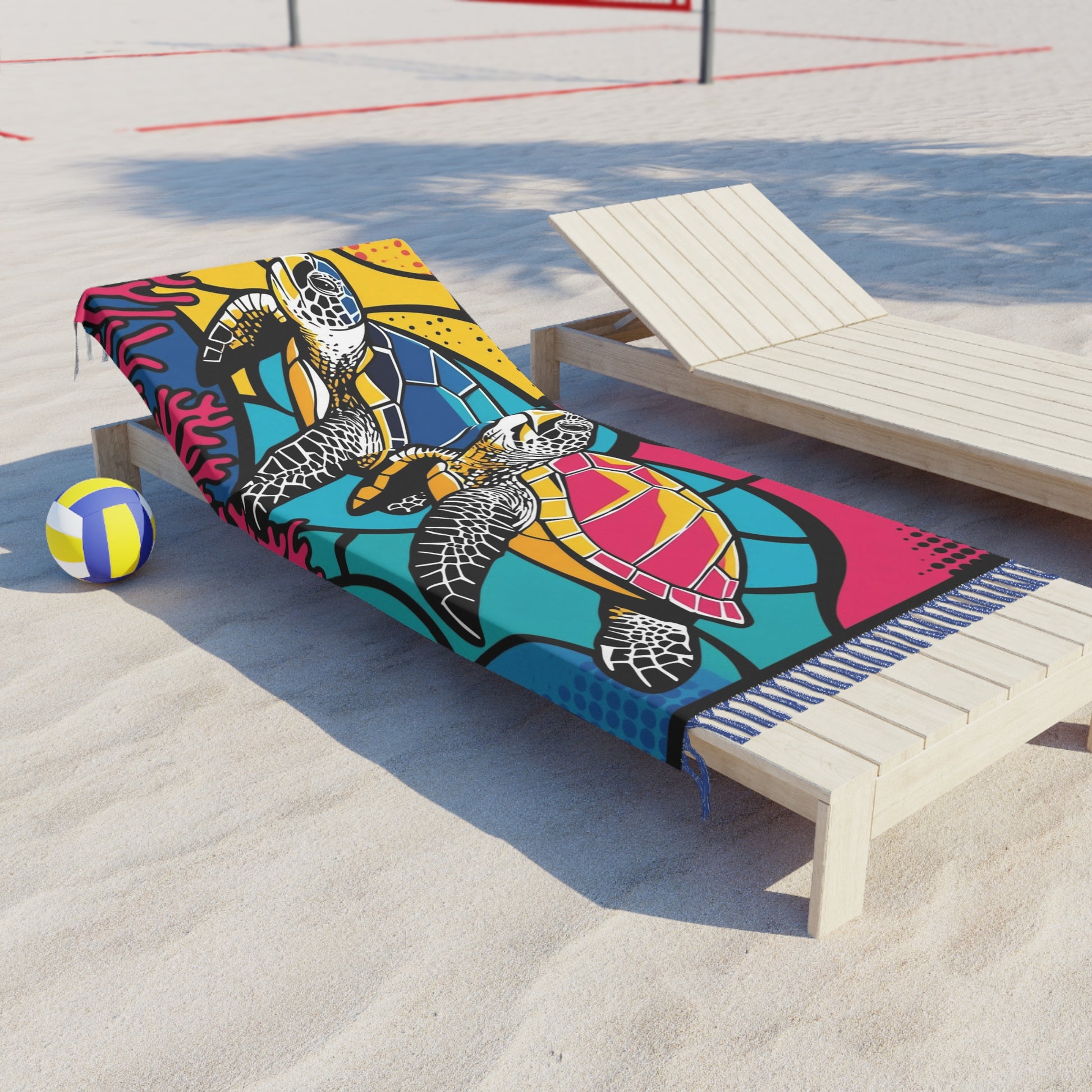 Colorful Beach Towel with Sea Turtles Design, Summer Gift, Pool Essentials, Bohemian Decor, Vacation Vibes, Tropical Beach Decor