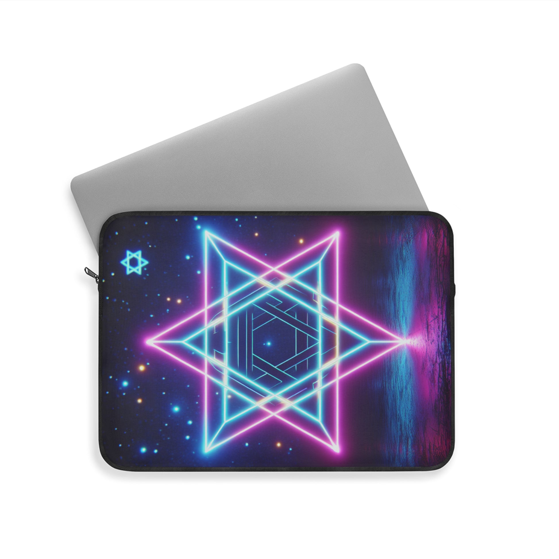 Neon Star Laptop Sleeve, Cosmic Laptop Case, Stylish Tech Accessory, Gift for Students, Vibrant Computer Sleeve, Starry Night Design