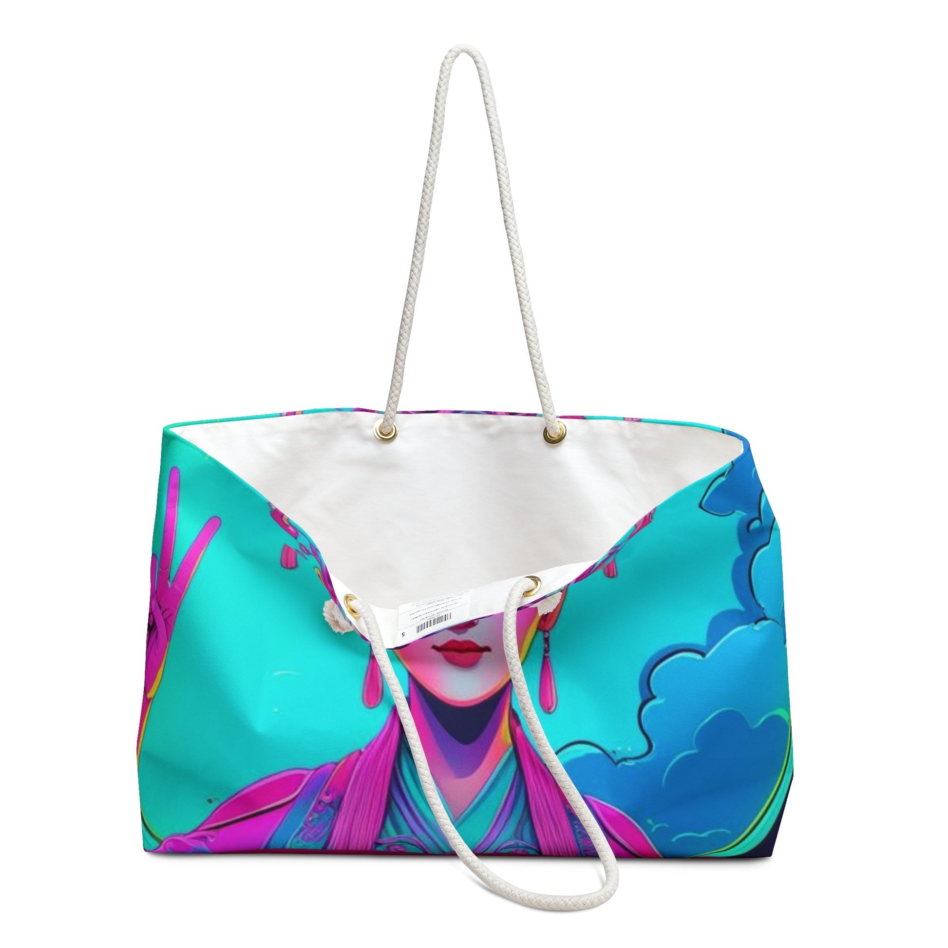 Vibrant Art Weekender Bag, Divine Feminine Boho Tote for Travel, Beach, Gym, Dreamy Gift, Fashionable Weekend Bag