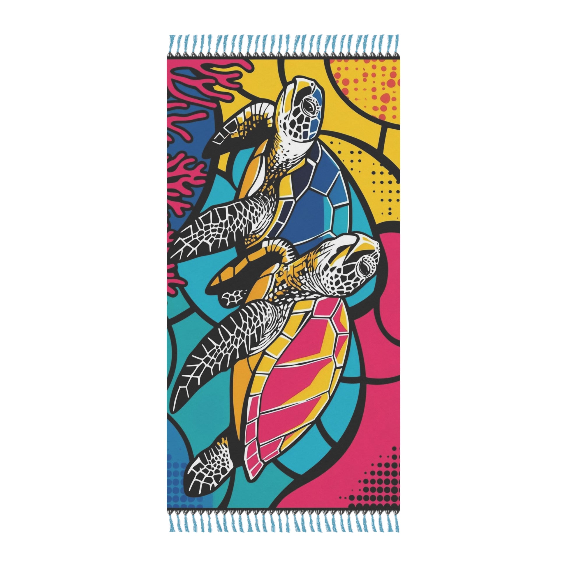 Boho Beach Towel - Vibrant Turtle Design - Perfect for Summer, Pool Parties, Beach Days, and Gifts