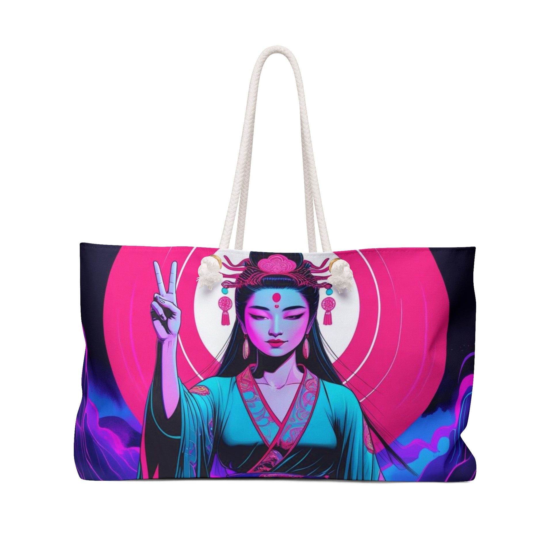 Peaceful Goddess Weekender Bag, Boho Travel Tote, Divine Feminine Yoga Bag, Beach Bag, Gift for Her