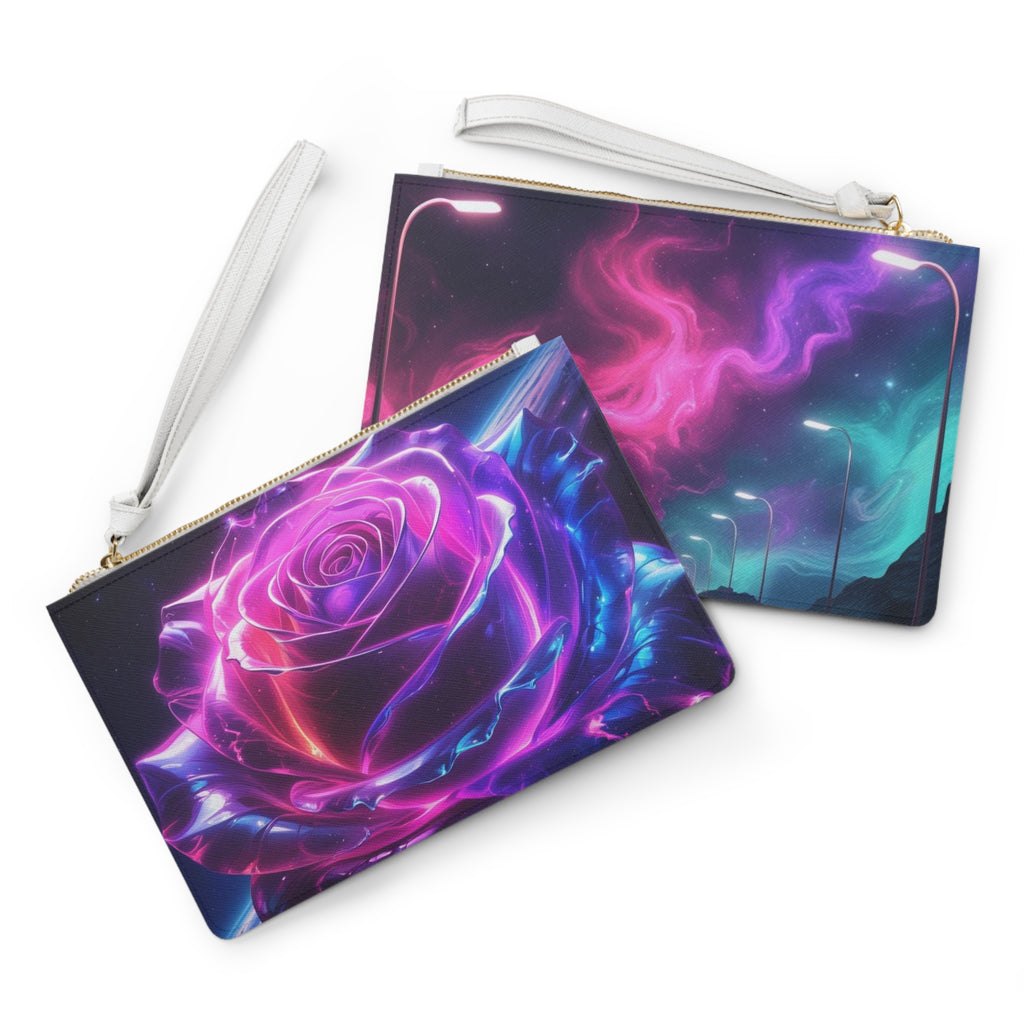 Cosmic Rose Clutch Bag - Stunning Galaxy Design for Night Out, Stylish Accessory, Gift for Her, Trendy Handbag, Party Essential