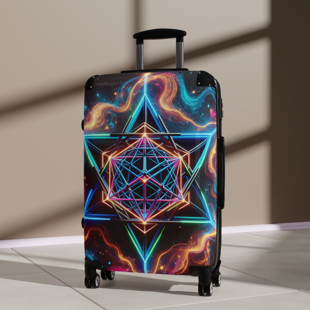 Vibrant Travel Suitcase with Geometric Design, Carry-On Luggage, Bohemian Travel Gear, Colorful Suitcase for Adventurers, Perfect for [...]