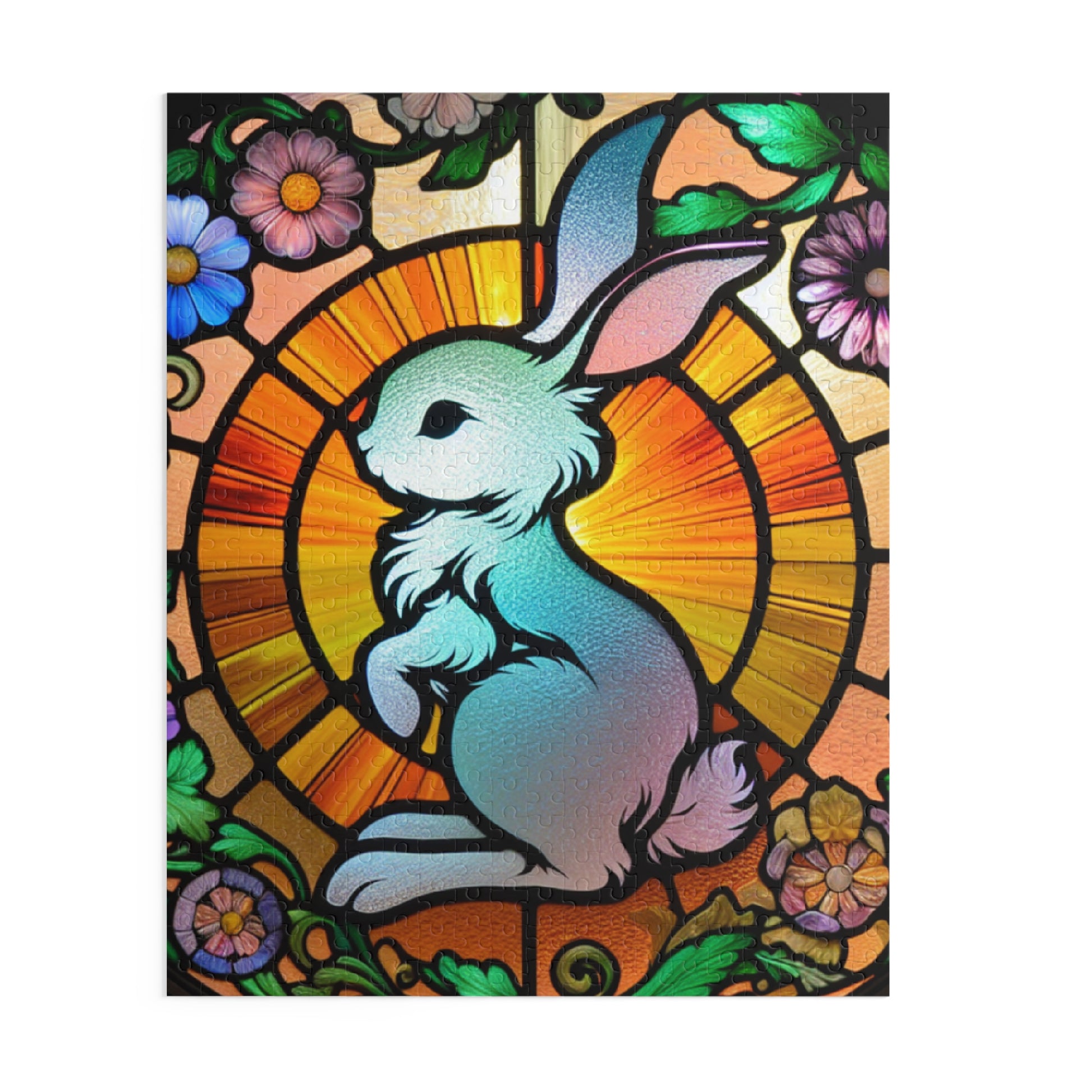 Stained Glass Bunny Puzzle - Perfect for Spring, Easter Decorations, Family Fun, Art Lovers, Unique Gift Idea