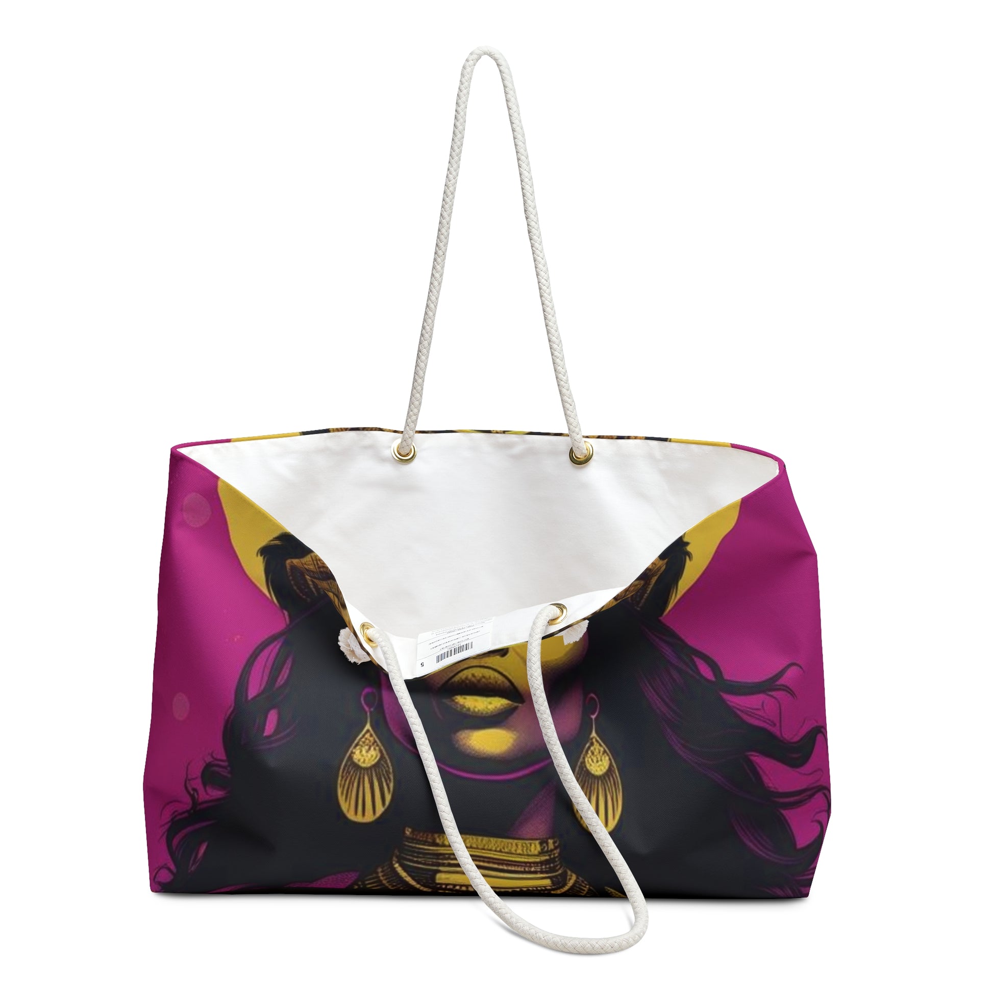 Vibrant Divine Feminine Boho Weekender Bag - Travel Tote, Beach Bag, Gift for Her, Festival Accessory, Bohemian Style, Gift for Her