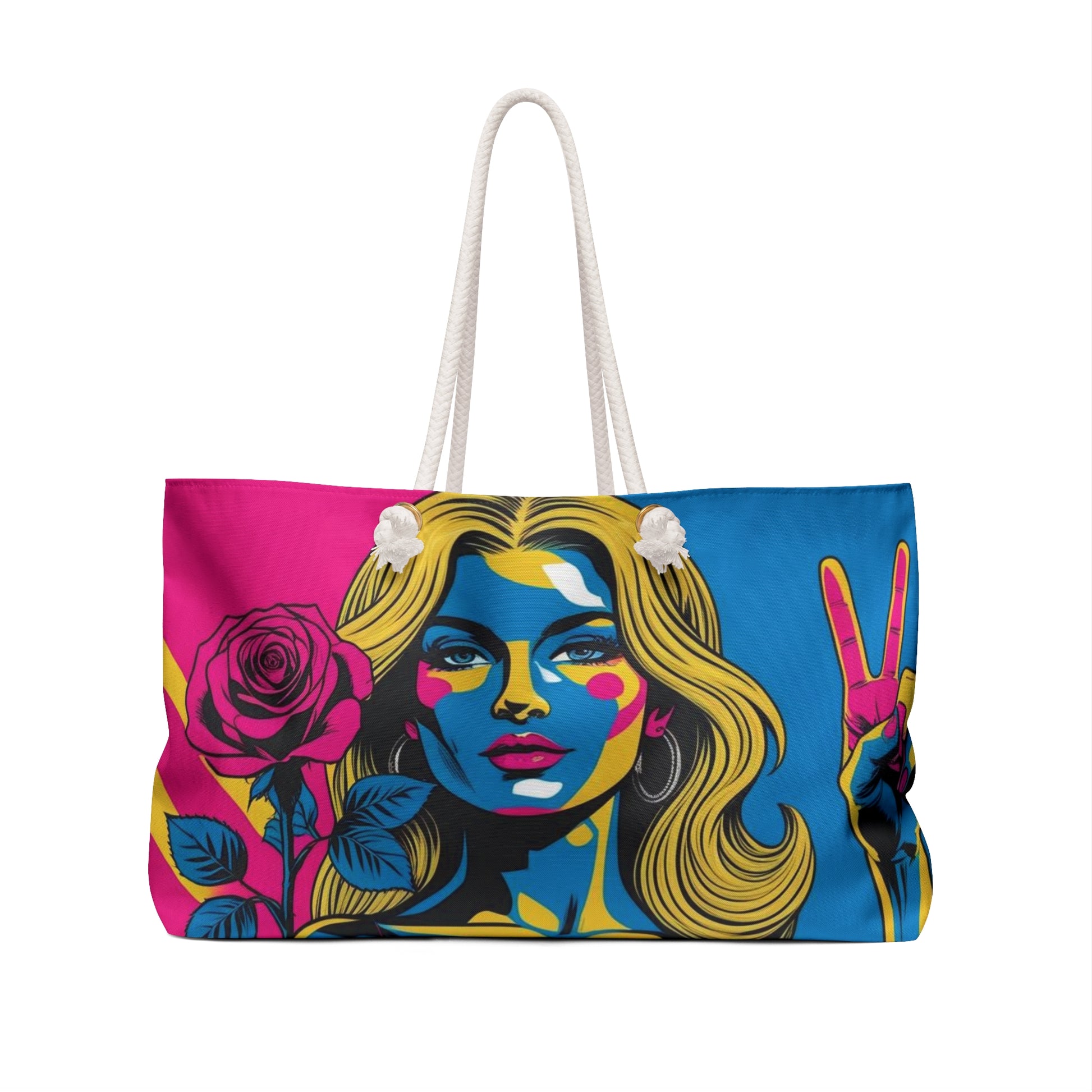 Vibrant Pop Art Weekender Bag, Stylish Travel Tote, Beach Bag, Chic Carryall, Unique Gift for Her, Artsy Weekend Getaway Essential