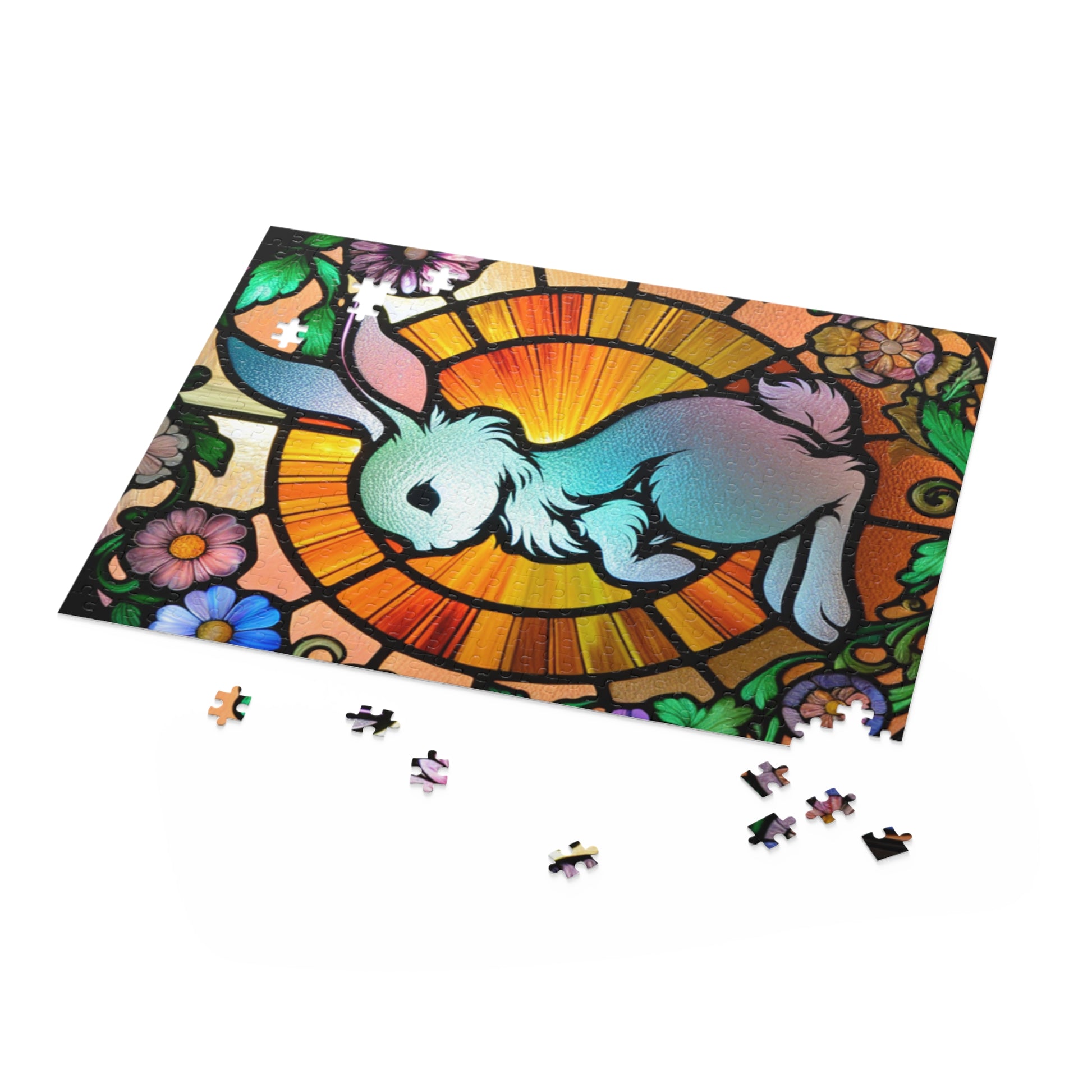 Stained Glass Bunny Puzzle - Perfect for Spring, Easter Decorations, Family Fun, Art Lovers, Unique Gift Idea