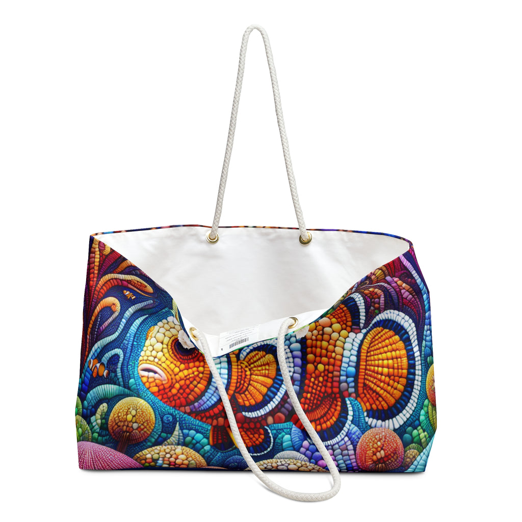 Vibrant Mosaic Clown Fish-Themed Weekender Bag | Colorful Travel Tote, Beach Bag, Weekend Getaway, Summer Accessory, Gift for Him/Her