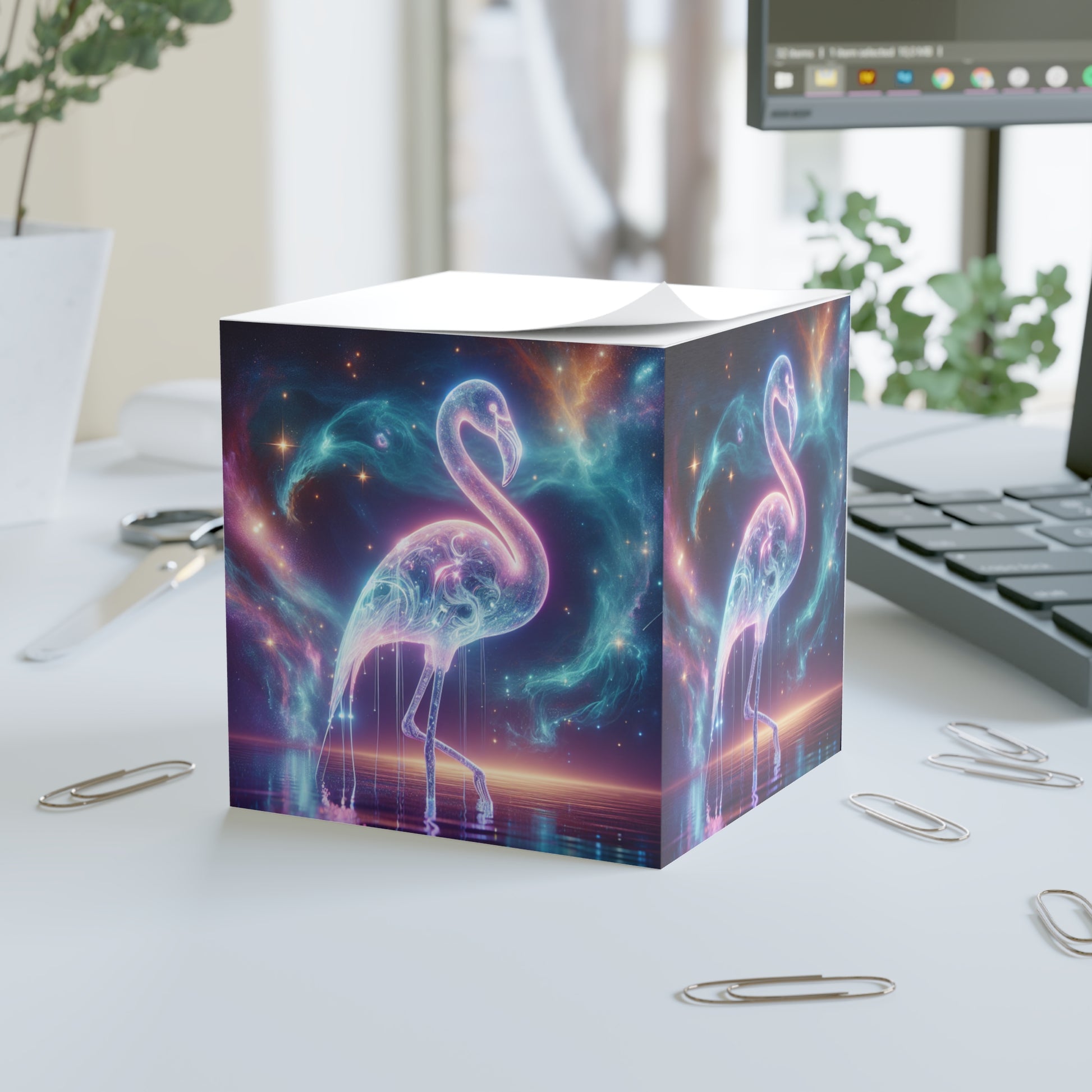 Glamorous Flamingo Note Cube - Vibrant Sticky Notes, Aesthetic Desk Decor, Gift for Bird Lovers, Home Office Essential, Tropical [...]