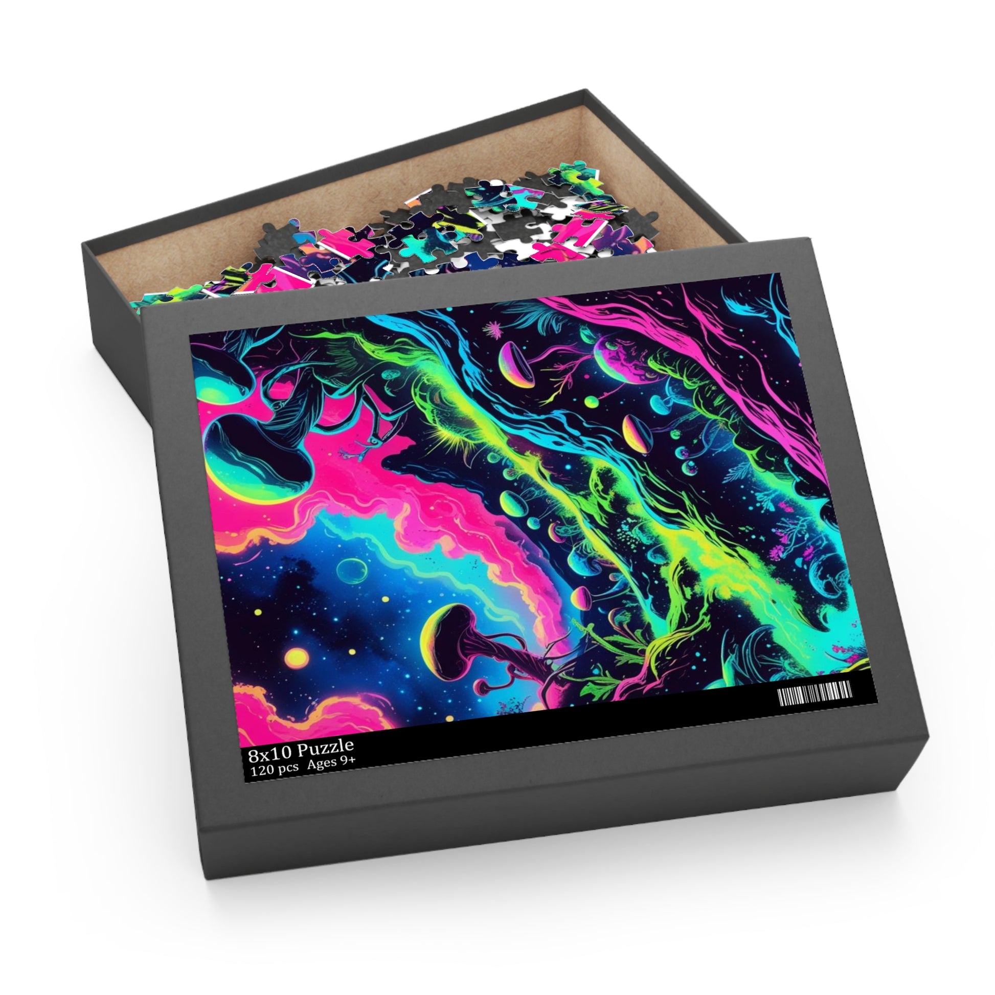 Cosmic Mushroom Puzzle, Vibrant Jigsaw for Game Night, Space-Themed Gift, Family Fun Activity, Psychedelic Decor