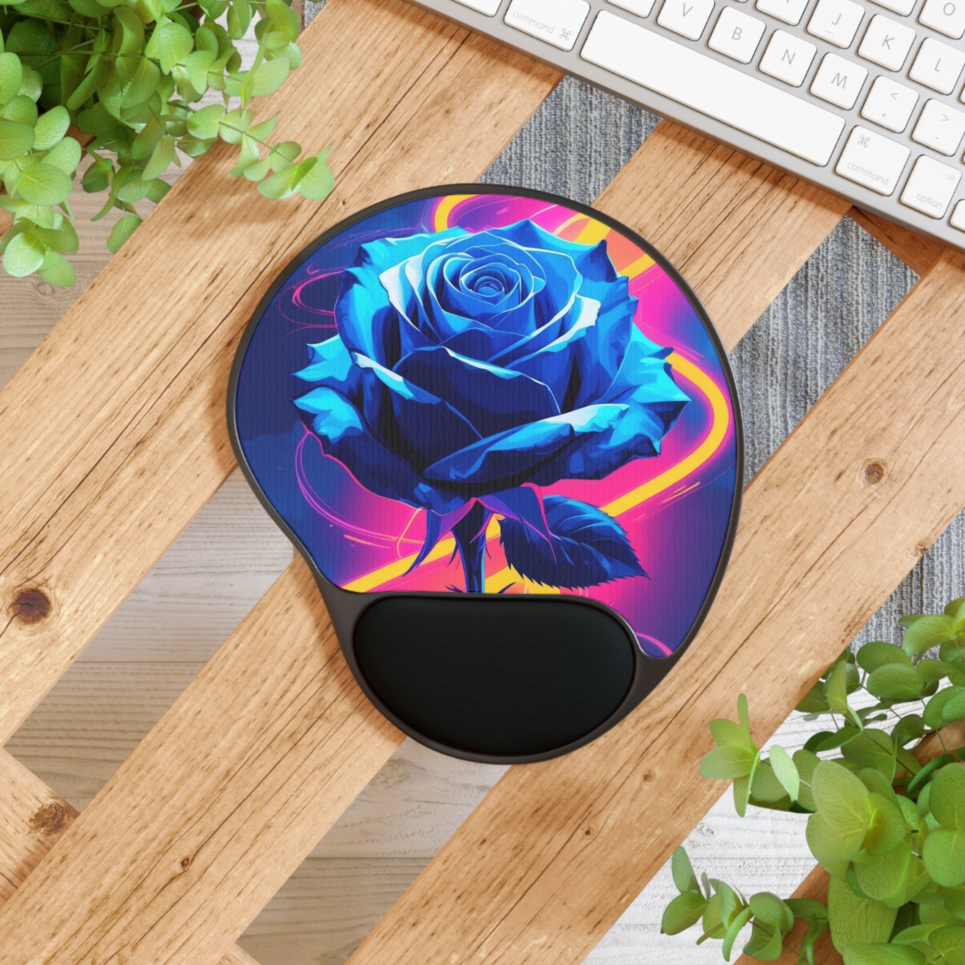 Vibrant Floral Mouse Pad with Wrist Rest, Ergonomic Office Decor, Gift for Gamers, Work from Home Accessories, Floral Desk Accessories