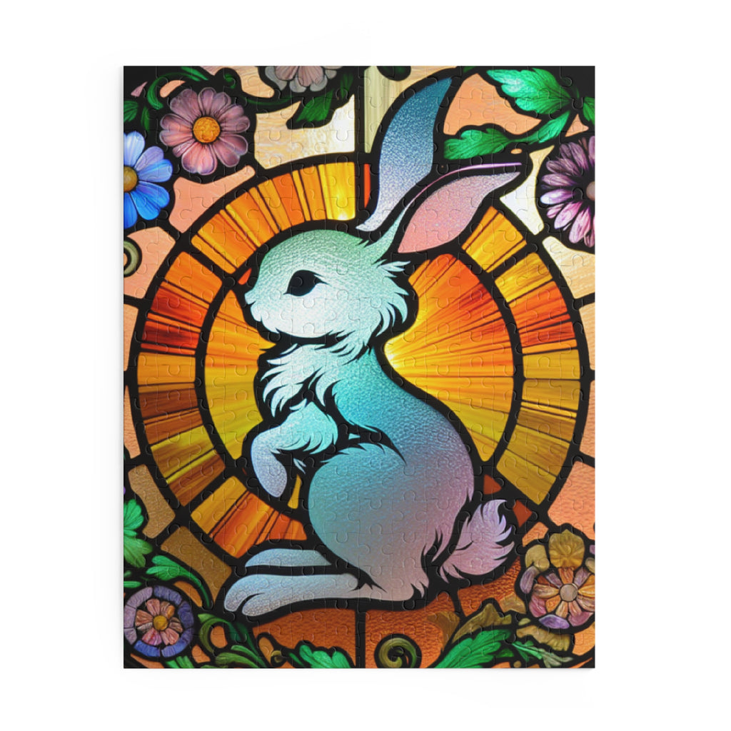 Stained Glass Bunny Puzzle - Perfect for Spring, Easter Decorations, Family Fun, Art Lovers, Unique Gift Idea