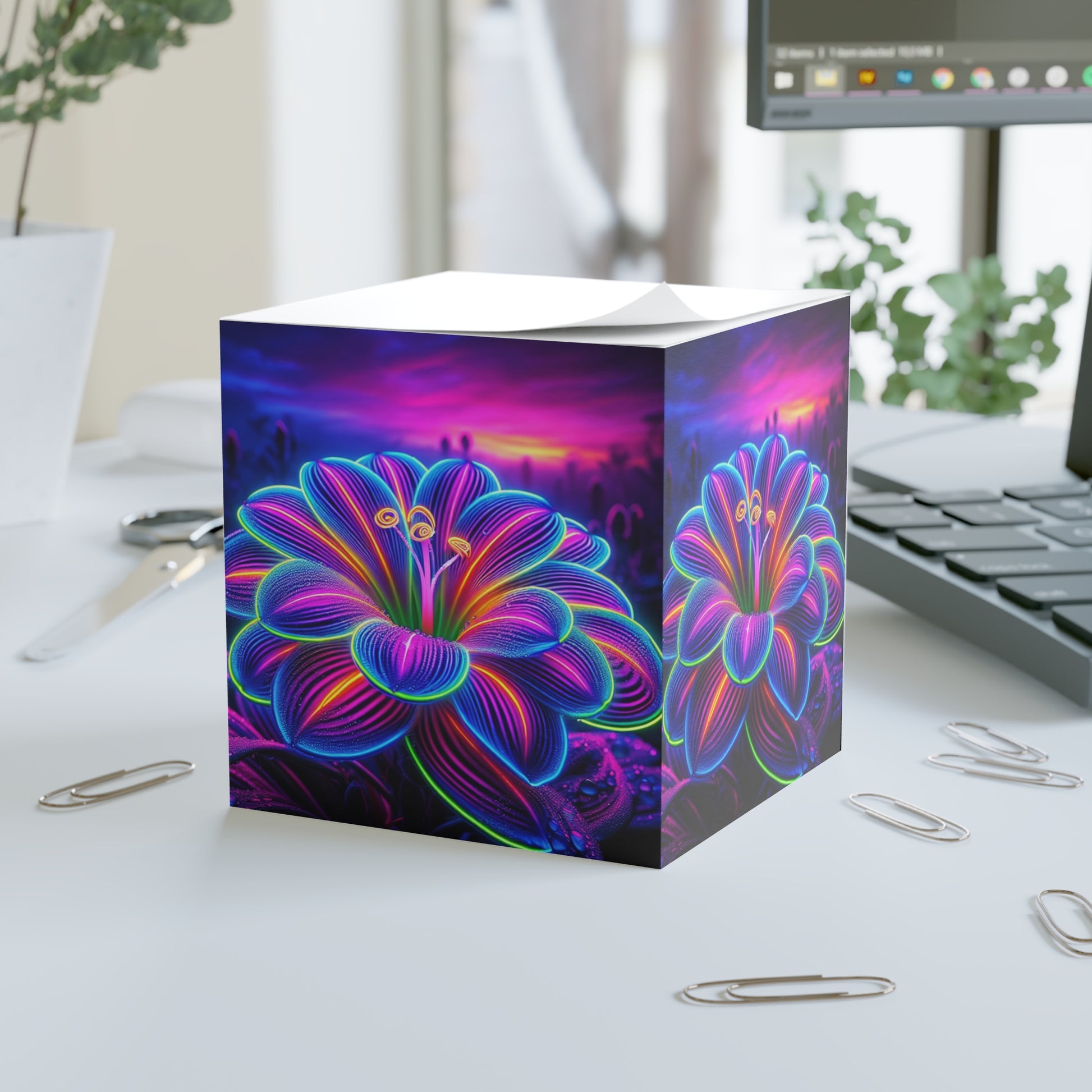 Vibrant Floral Note Cube - Colorful Sticky Notes, Desk Decor, Gift Idea, Office Supplies, Home Office Essentials