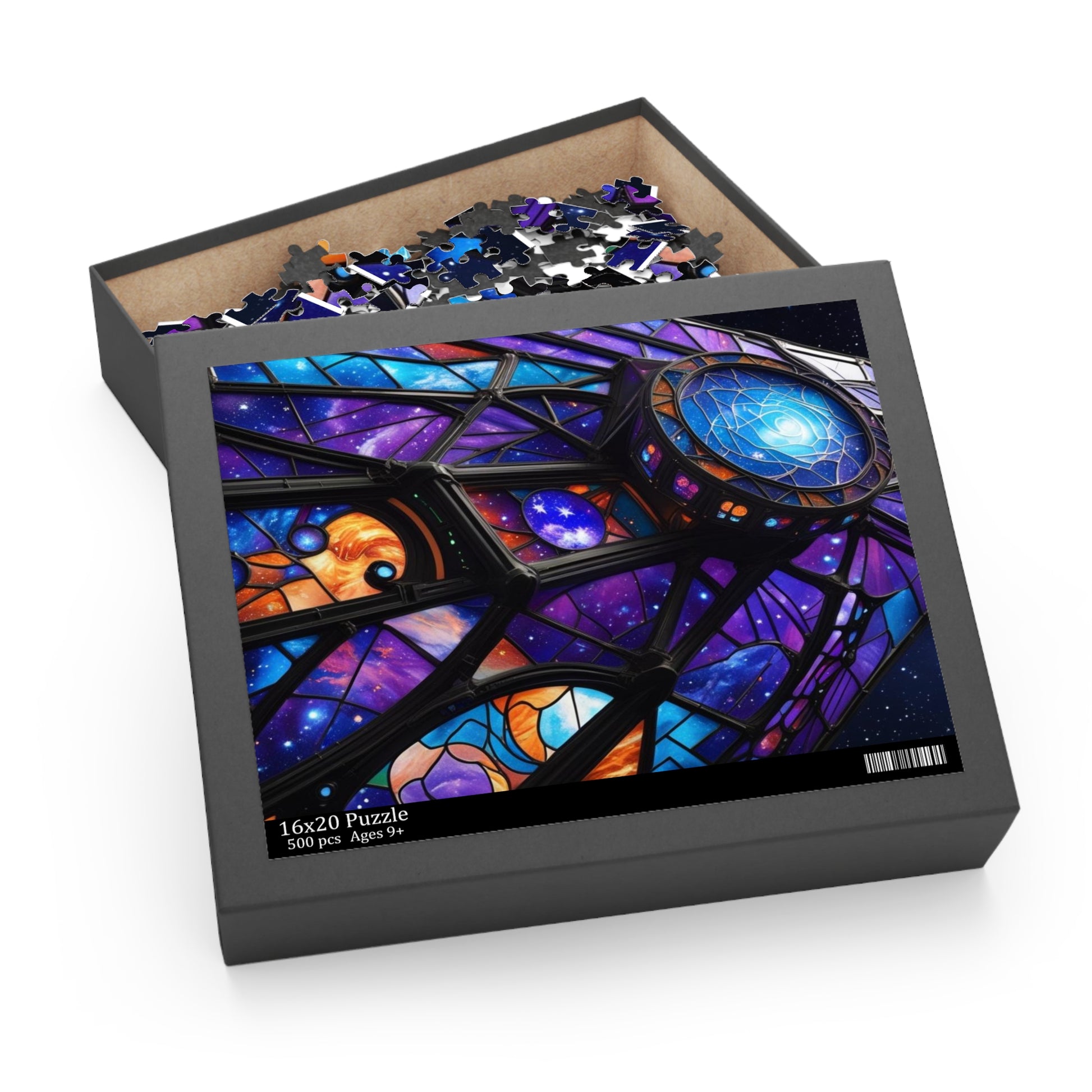 Galactic Stained Glass Spaceship Puzzle - Perfect for Space Lovers, Family Fun, Gifts, Home Décor, and Celebrations