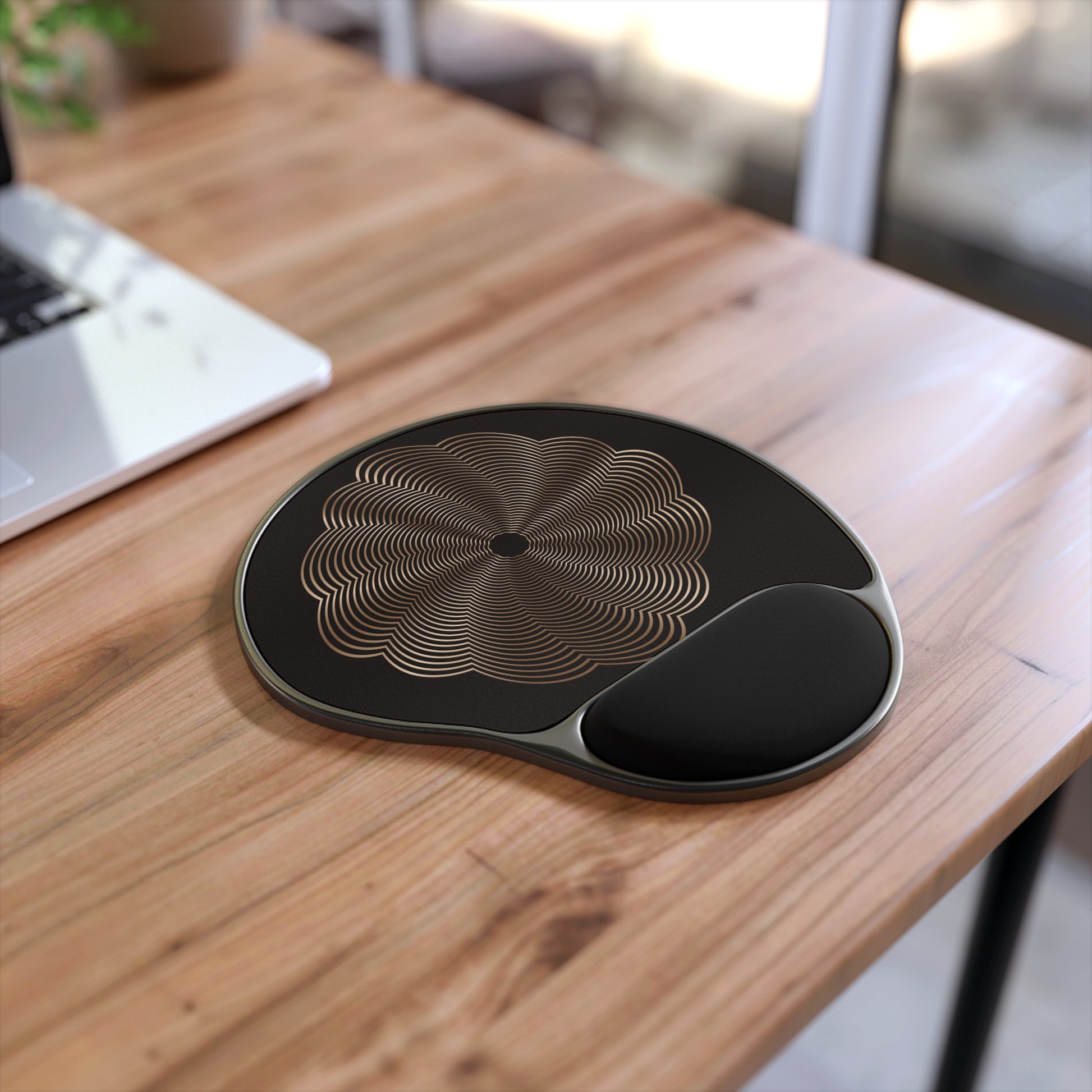 Stylish Ergonomic Mouse Pad with Wrist Rest, Ideal for Home Office, Gifts for Tech Lovers, Black Flower Design, Gaming Desk Accessories